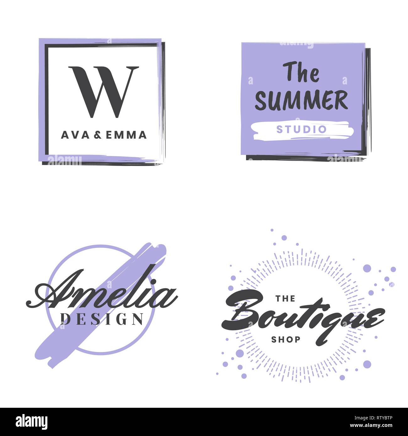 Feminine Vintage Retro Vector Logo For Banner Poster Flyer Stock