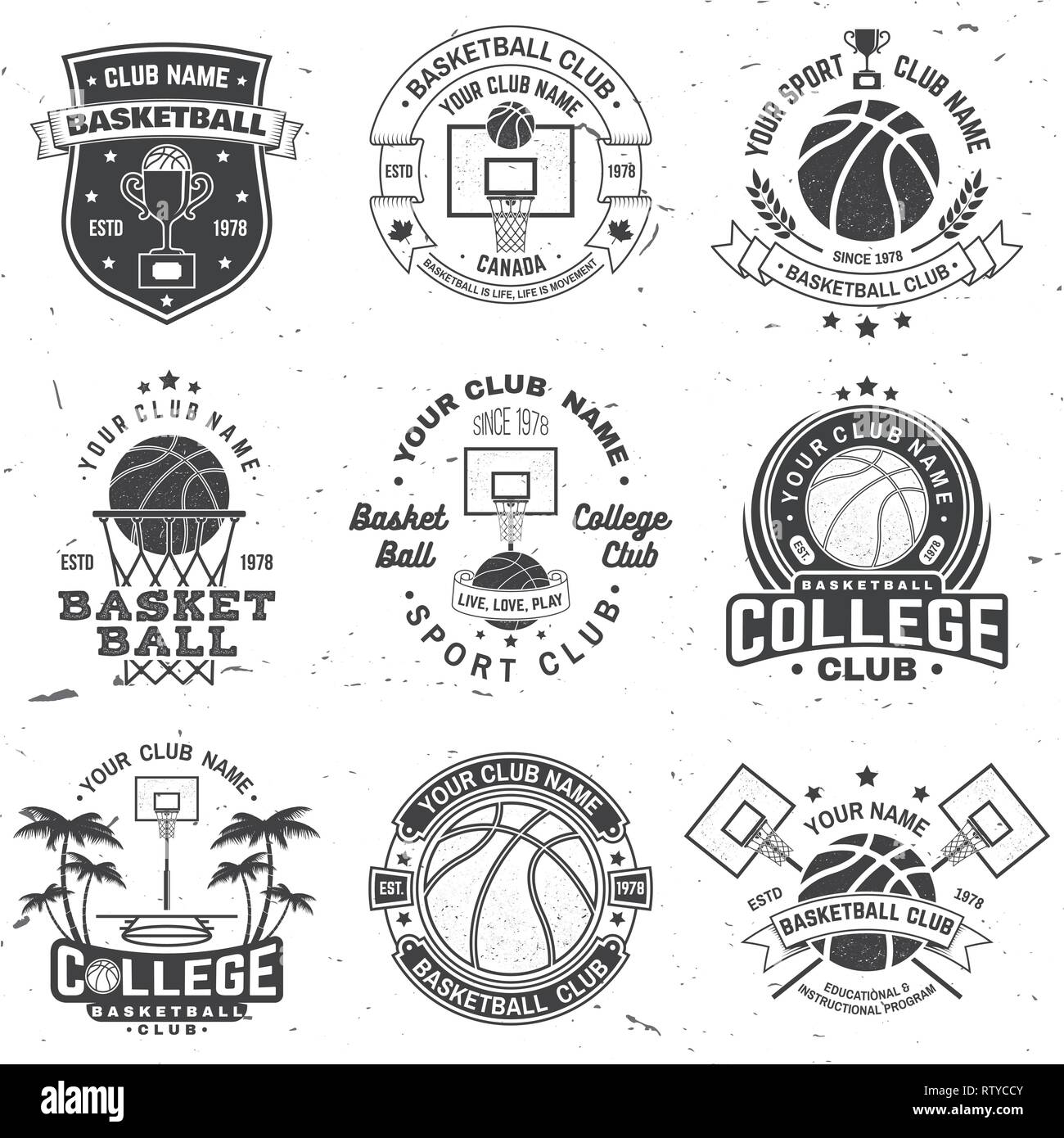 Set of basketball club badge. Vector illustration. Concept for shirt