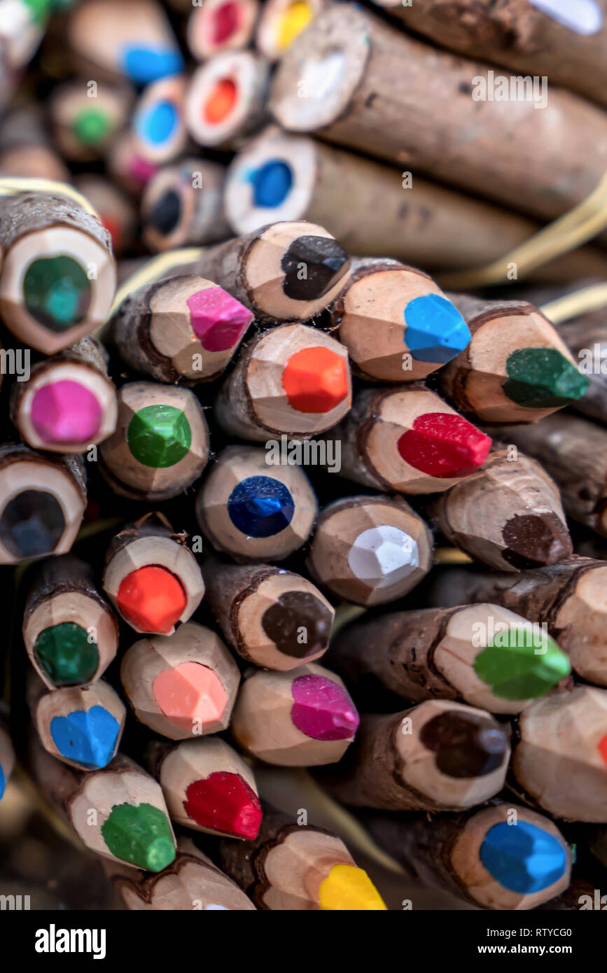Colorful Rustic wood colored pencil Stock Photo Alamy