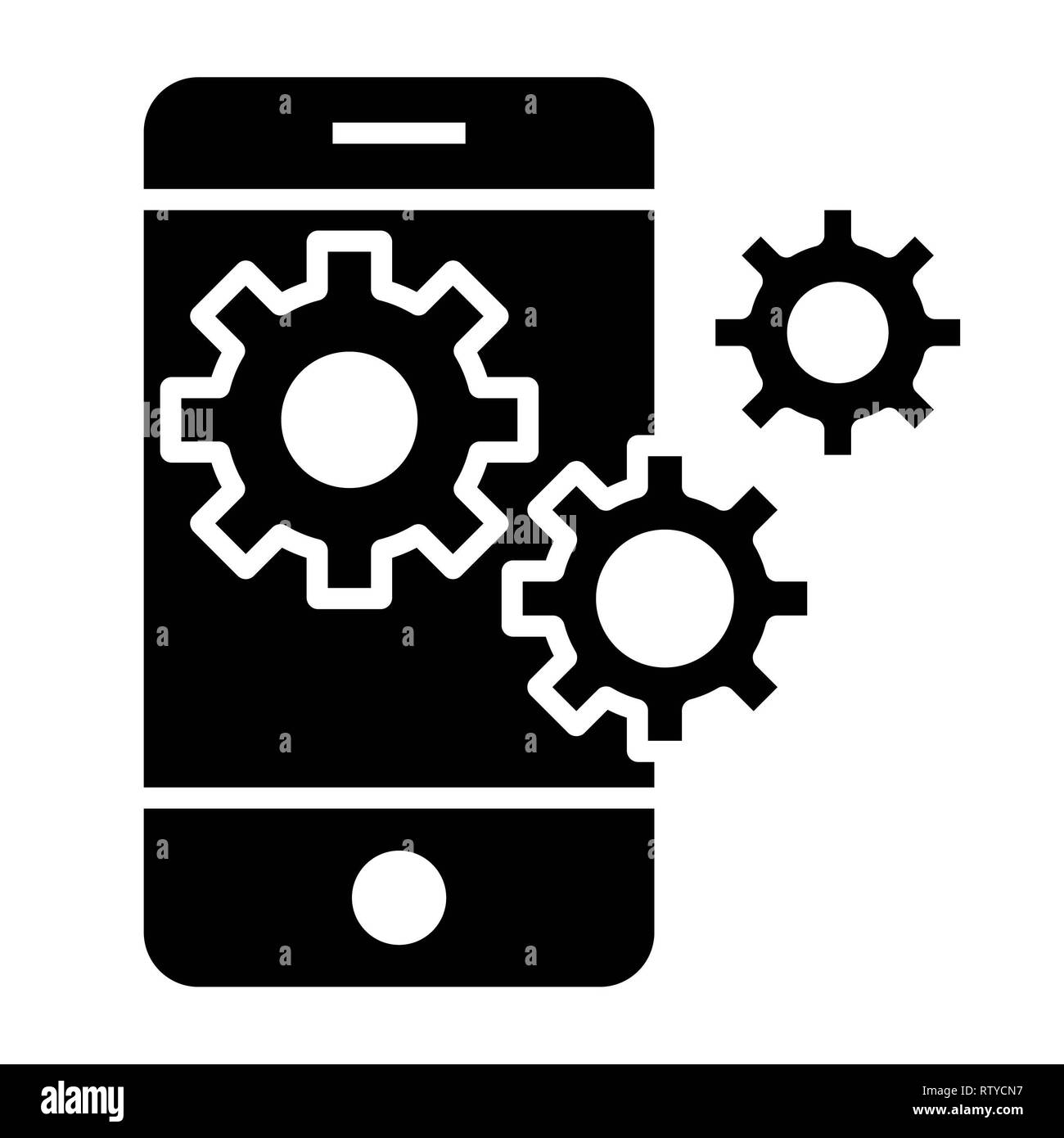 App Development Icon, Vector Illustration, Technology Glyph Stock Photo