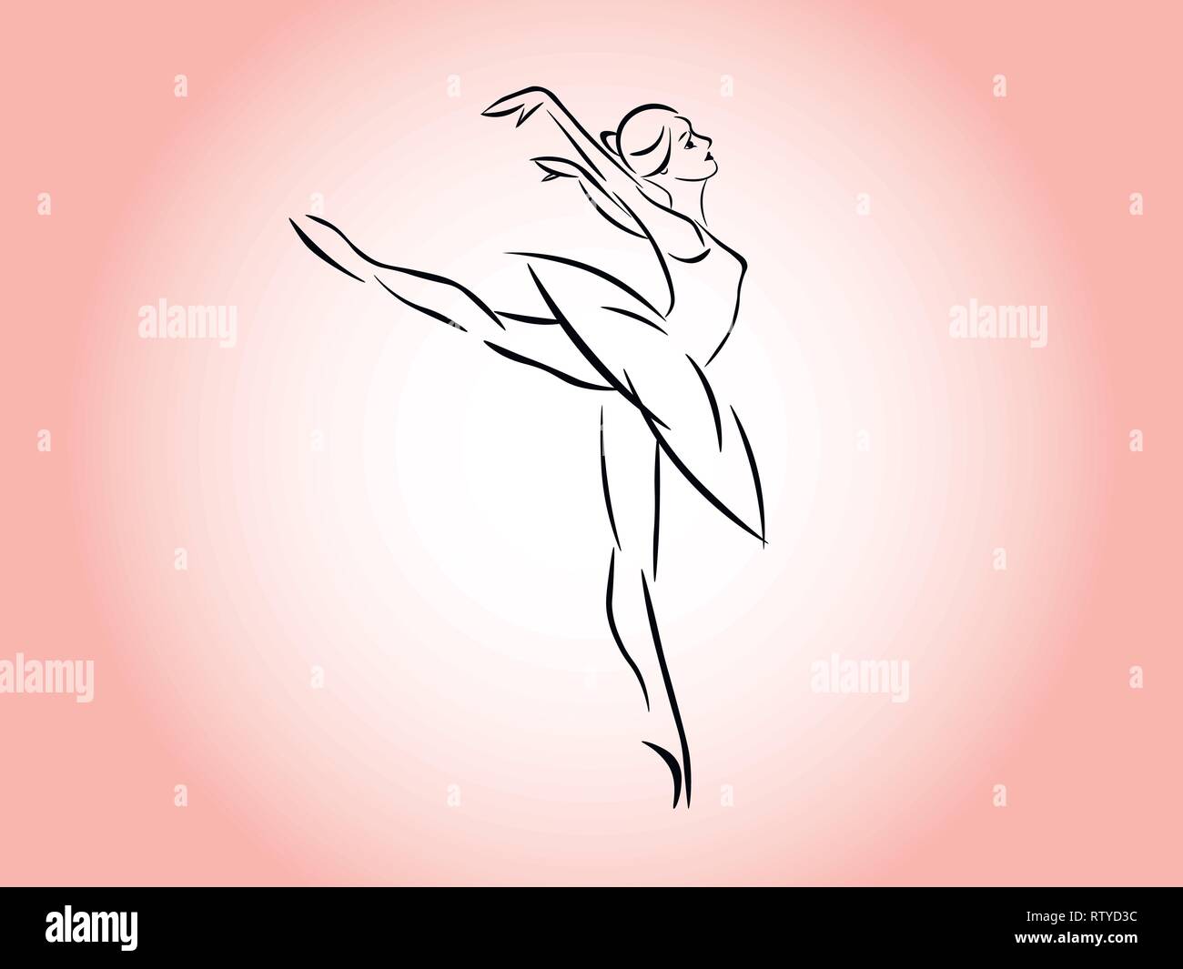 isolated on orange tea rose background silhouette of dancing ballerina