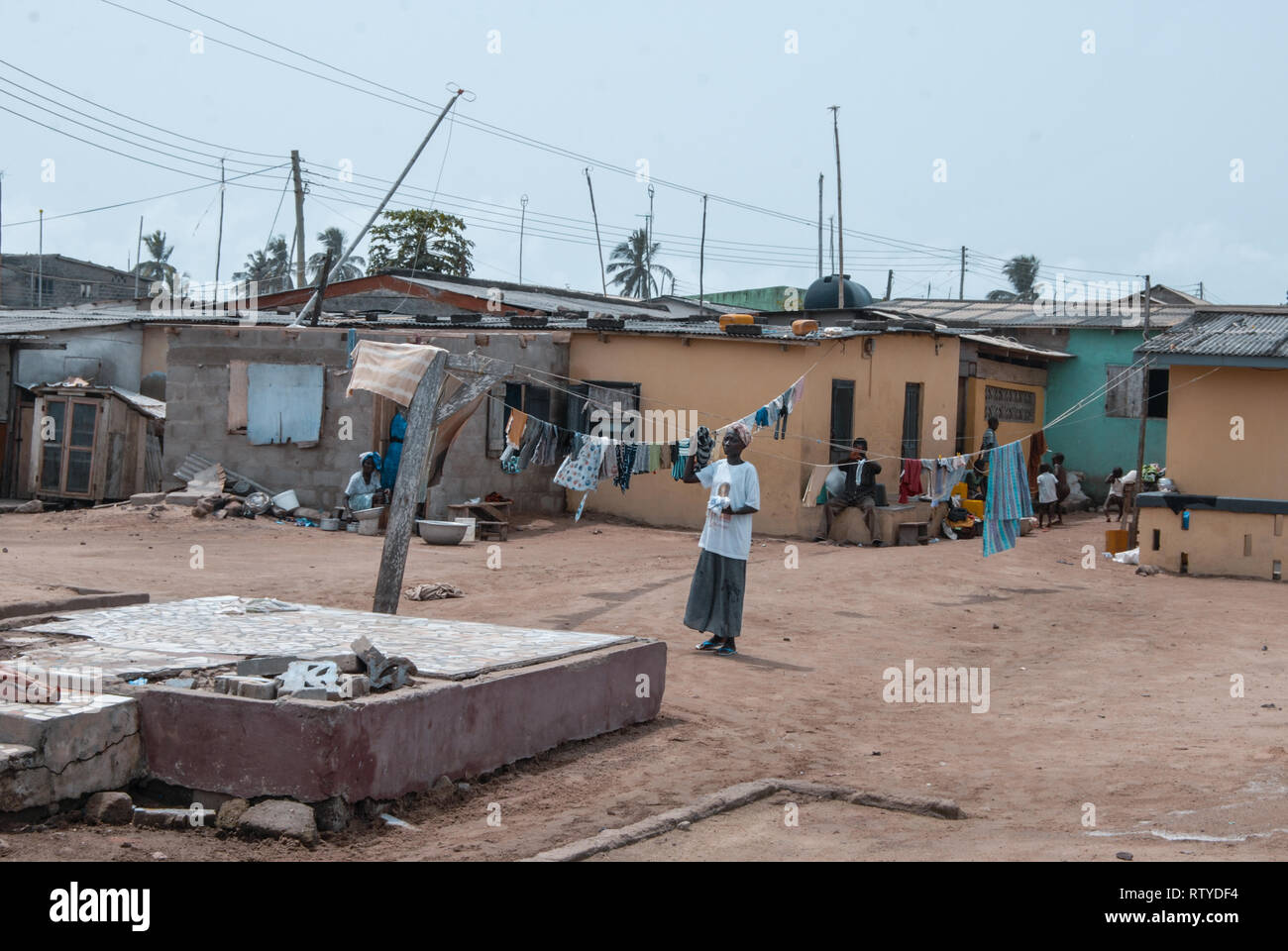 A photo of some houses habitat quarters in the coastal town of Elmina