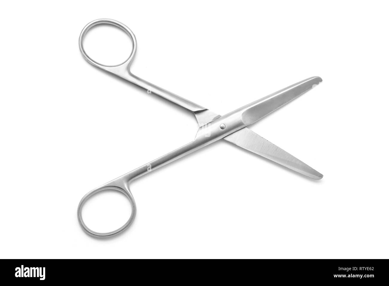 open round tip metal scissors isolated Stock Photo