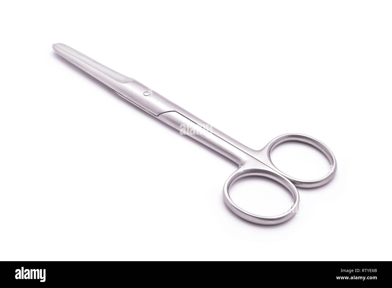 closed round tip metal scissors isolated Stock Photo