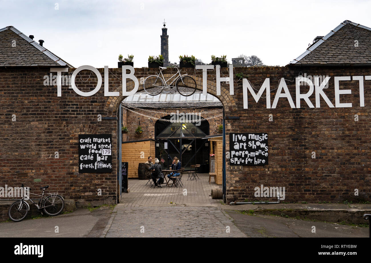 View of Tolbooth Market in Canongate, Edinburgh, Scotland UK Stock Photo