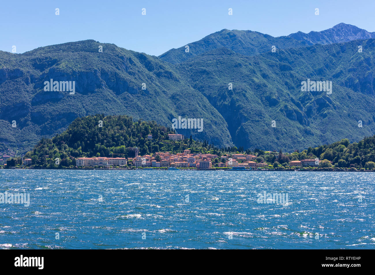 Lake Como and the old town of Bellagio, Como province, Lombardy, Italy Stock Photo