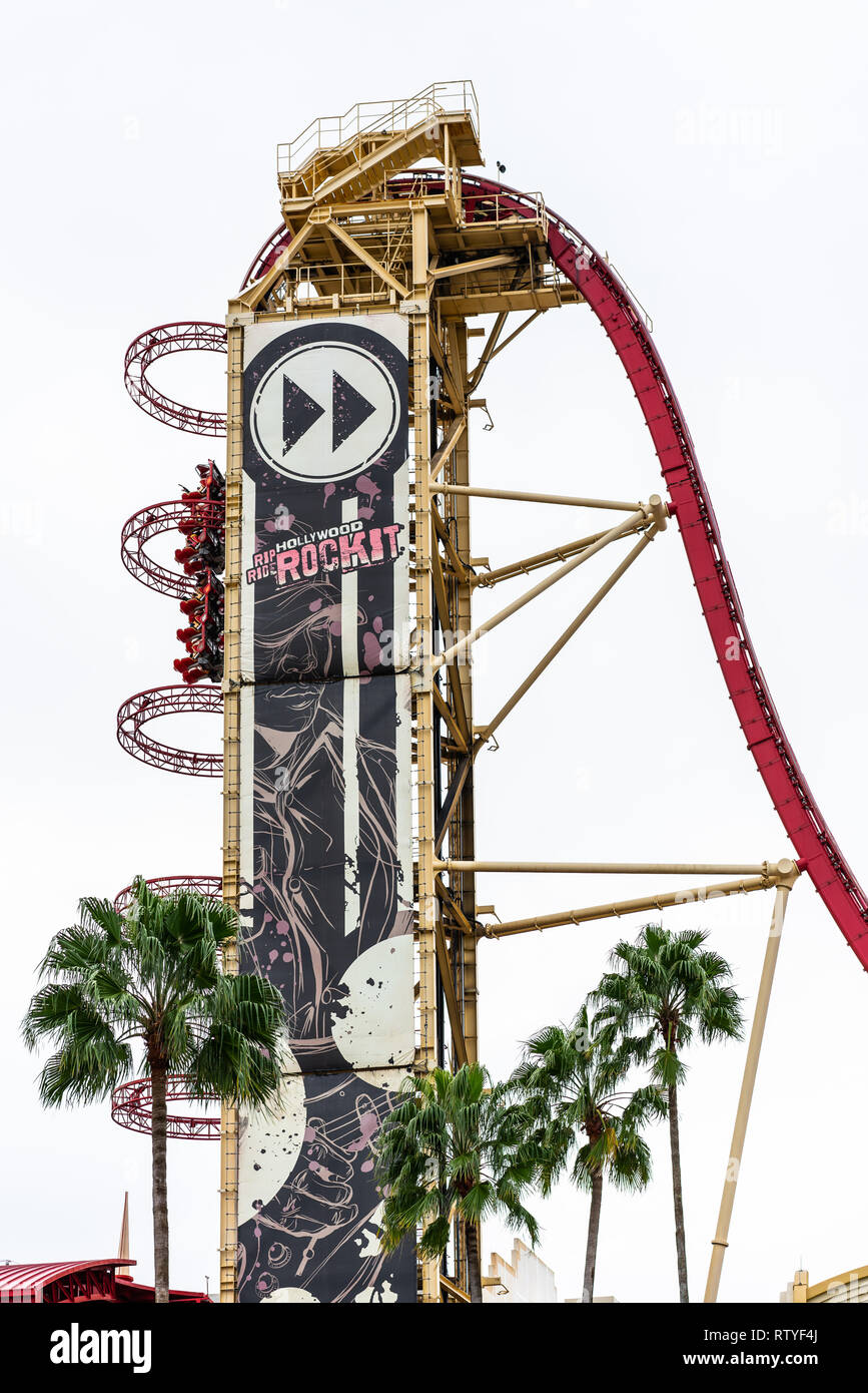 Universal Studios Hollywood Rip Ride Rockit roller coaster Stock Photo -  Alamy