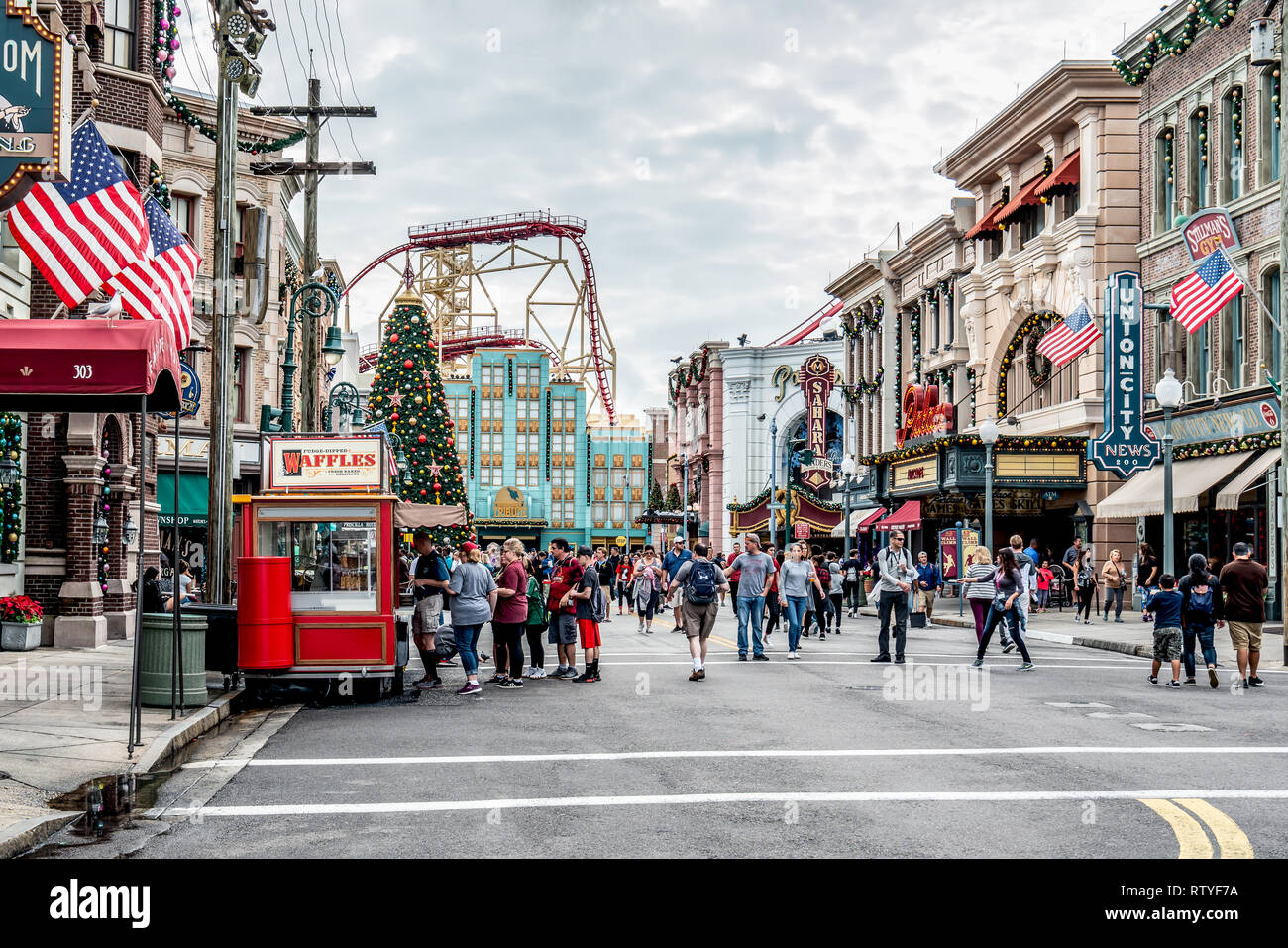 ORLANDO, FLORIDA, USA DECEMBER, 2018 Christmas at Universal Studios