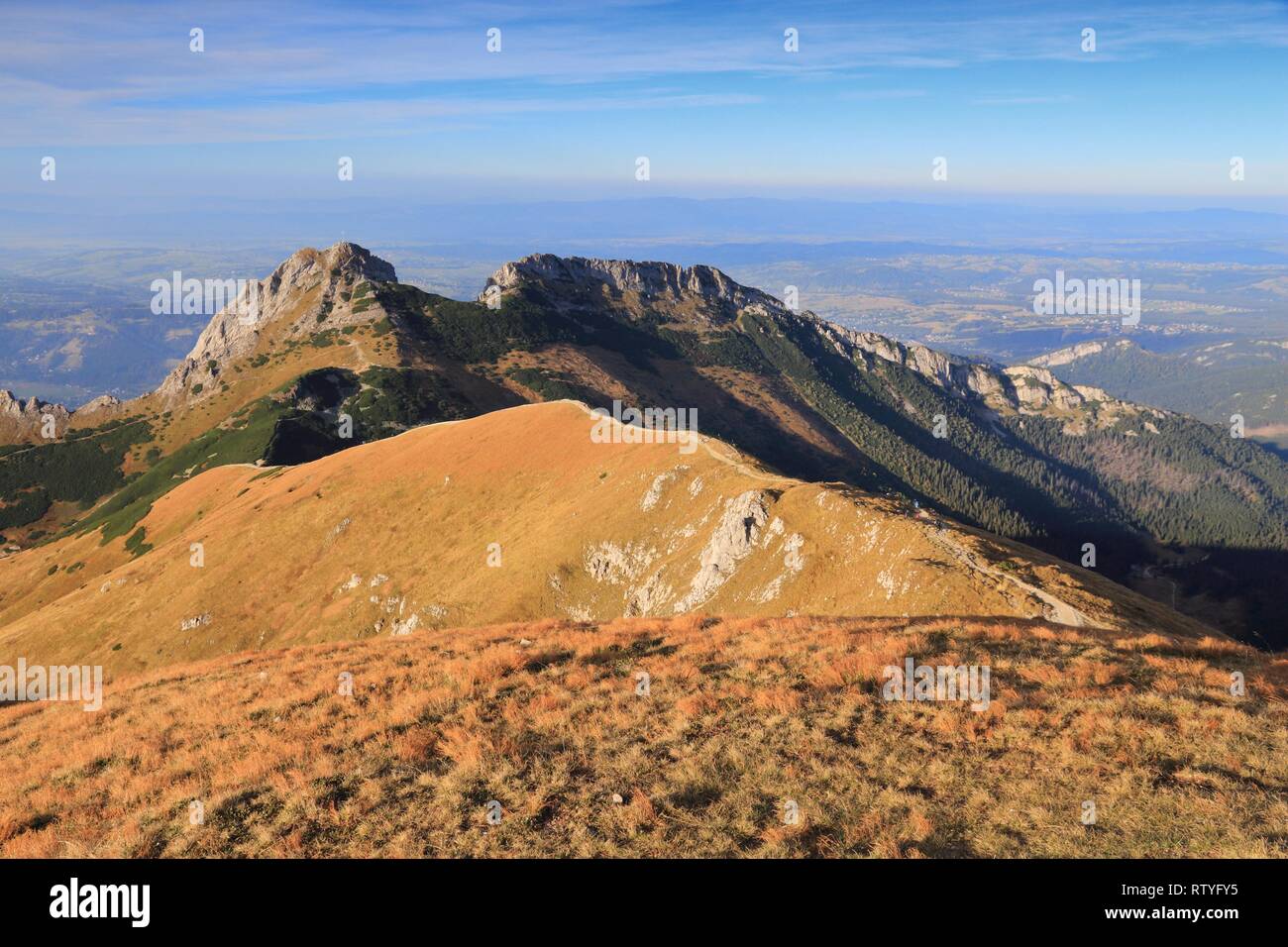 Poland - Tatra National Park in Tatra Mountains, part of Carpathian Mountains. UNESCO Biosphere Reserve. Hiking trail to Giewont. Stock Photo