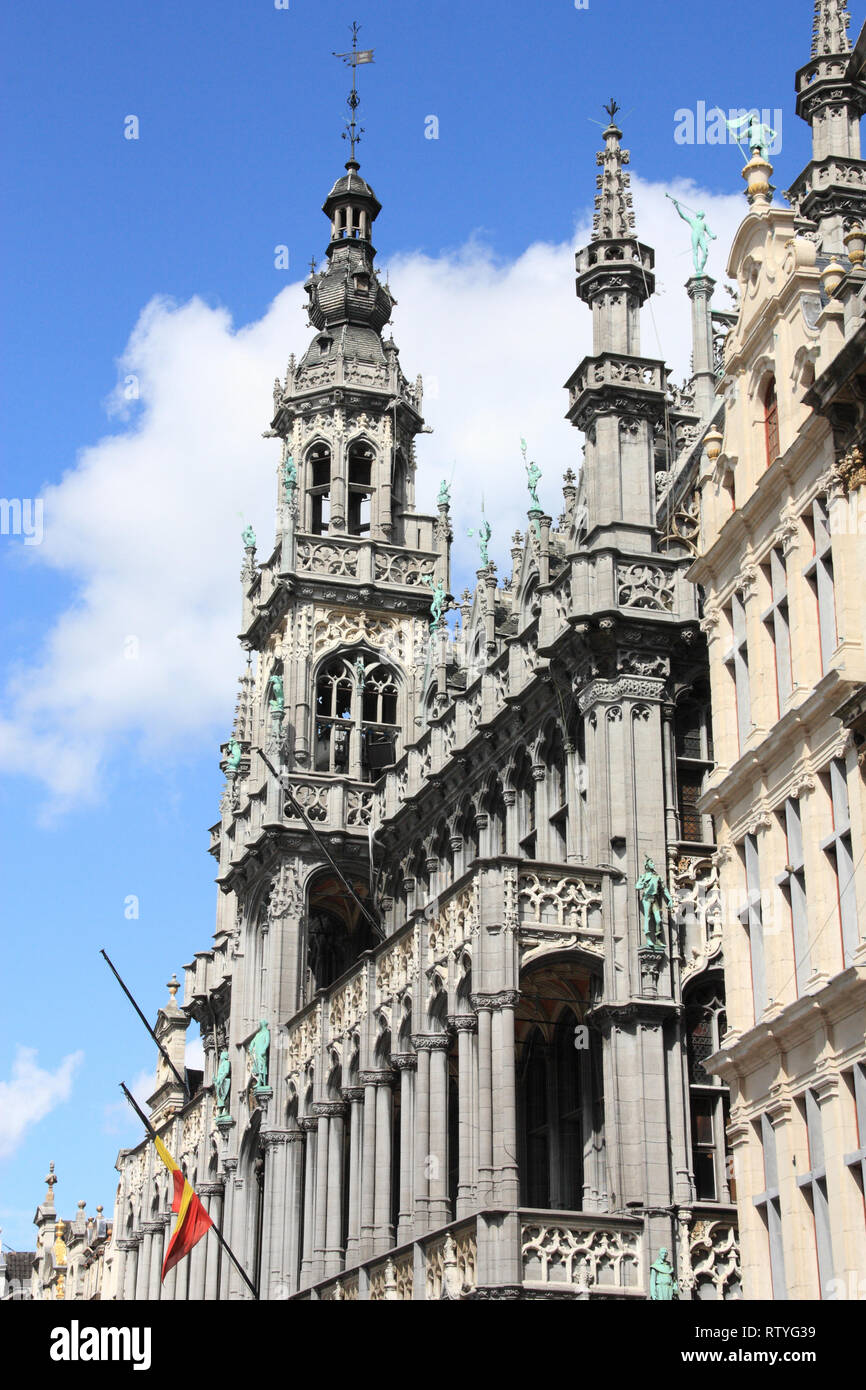 Famous building: Maison du Roi (The King's House or Het Broodhuis) in Brussels, Belgium. Located on Grote Markt (Main Square). Stock Photo