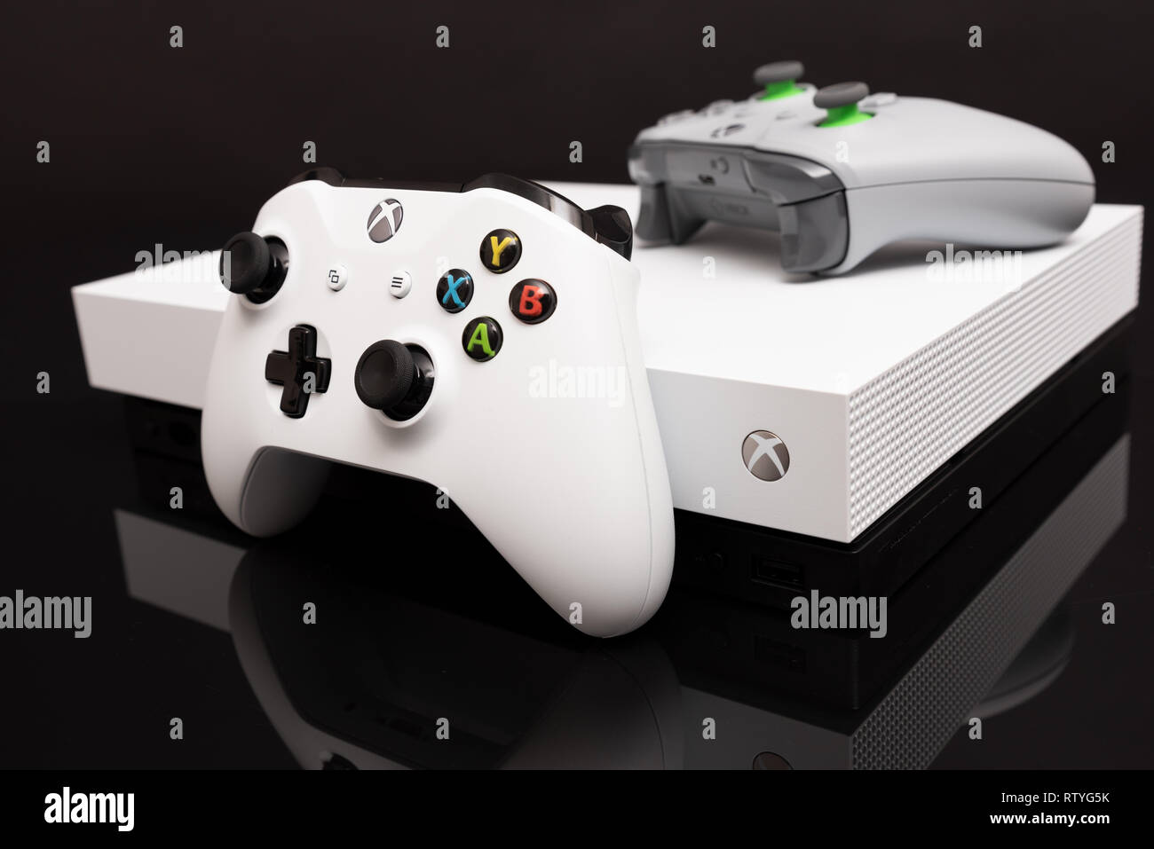 Wroclaw, Poland - JAN 08, 2019: Xbox One X is most powerful generation  video gaming console Stock Photo - Alamy