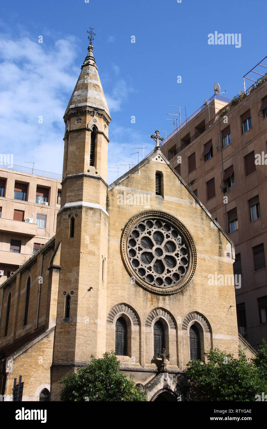Palermo, Sicily island in Italy. Holy Cross Anglican Church Stock Photo