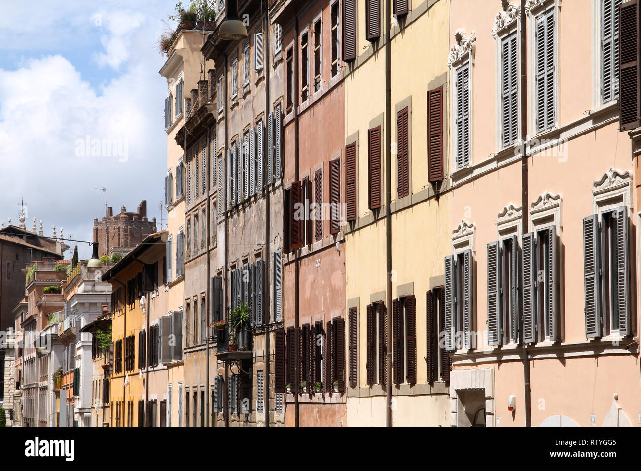 Street view and Mediterranean architecture in Rome, Italy Stock Photo