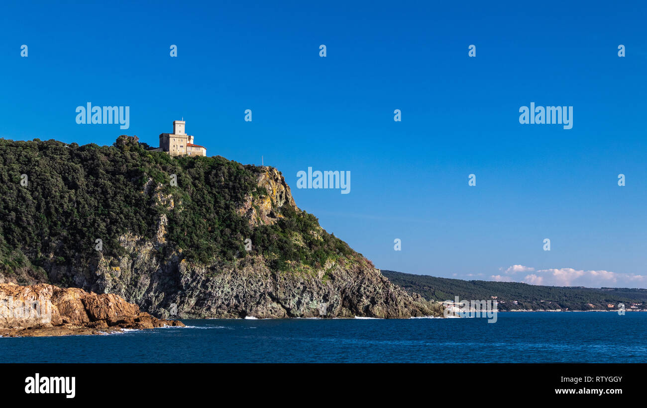 Castle Sonnino in Tuscany coast Stock Photo