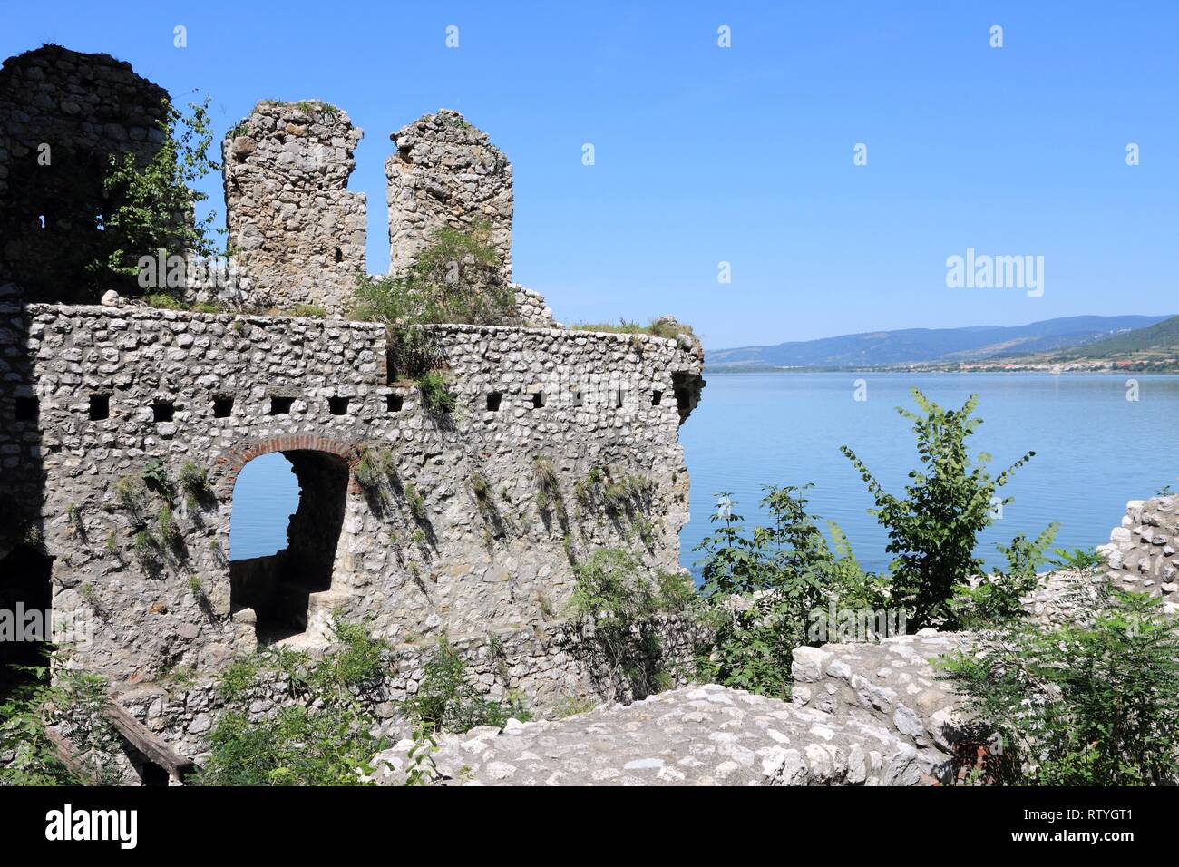 Golubac Fortress on Danube River in Branicevo, region of Serbia Stock Photo