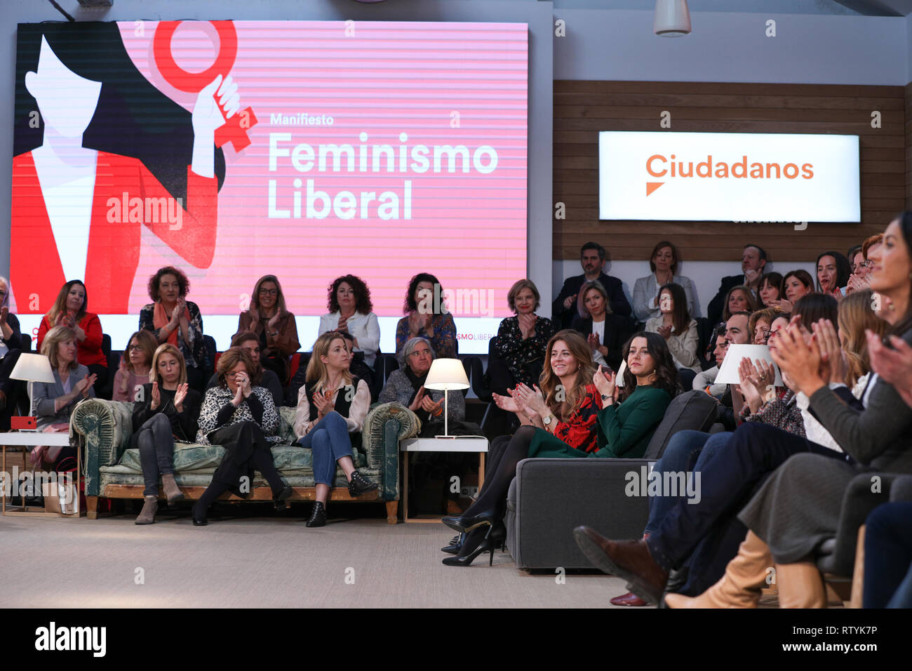 Madrid, Spain. 03rd March, 2019. The president of Ciudadanos (Cs), Albert Rivera, and the leader of Cs in Catalonia and national party spokesman, Inés Arrimadas, present the decalogue of Cs 'Liberal Feminism', an inclusive, plural and open feminism. Credit: Jesús Hellin/Alamy Live News Stock Photo
