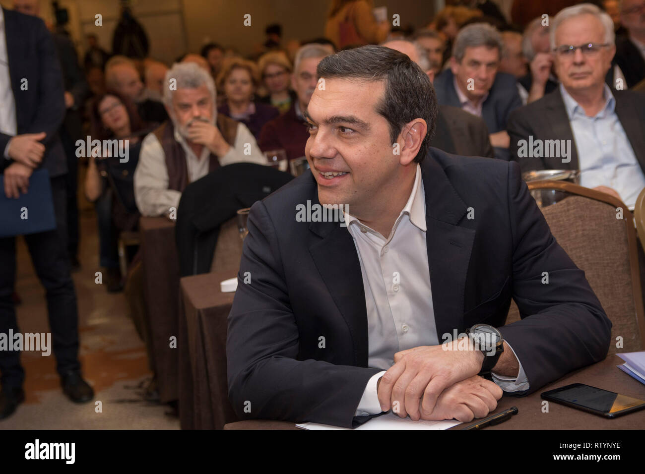 Athens, Greece. 03rd Mar, 2019. Greek prime-minister and SYRIZA leader, ALEXIS TSIPRAS, attends the party’s central committee meeting. SYRIZA's Central Committee, the highest decision making organ of the party, assembled in order to prepare for the forthcoming European Parliament 2019 elections.© Nikolas Georgiou / Alamy Live News Credit: Nikolas Georgiou/Alamy Live News Stock Photo