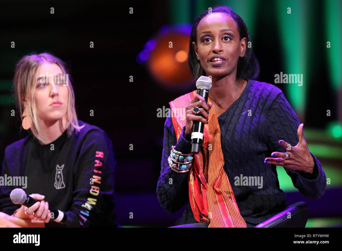 London, UK, 3rd Mar 2019.  Anti-FGM campaigner Leyla Hussein. March4Women is CARE International’s annual month of action for gender equality. This year’s London event is held at Central Hall, rather than as an outdoor rally, and features speeches, debate and musical performances from celebrity supporters. Credit: Imageplotter/Alamy Live News Stock Photo