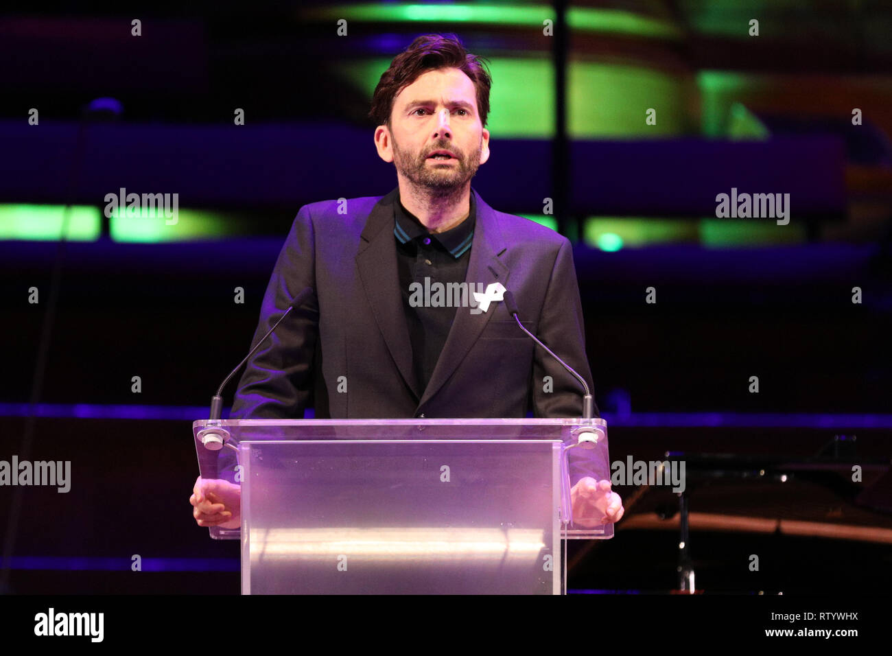 London, UK, 3rd Mar 2019. Actor David Tennant speaks. March4Women is CARE International’s annual month of action for gender equality. This year’s London event is held at Central Hall, rather than as an outdoor rally, and features speeches, debate and musical performances from celebrity supporters. Credit: Imageplotter/Alamy Live News Stock Photo