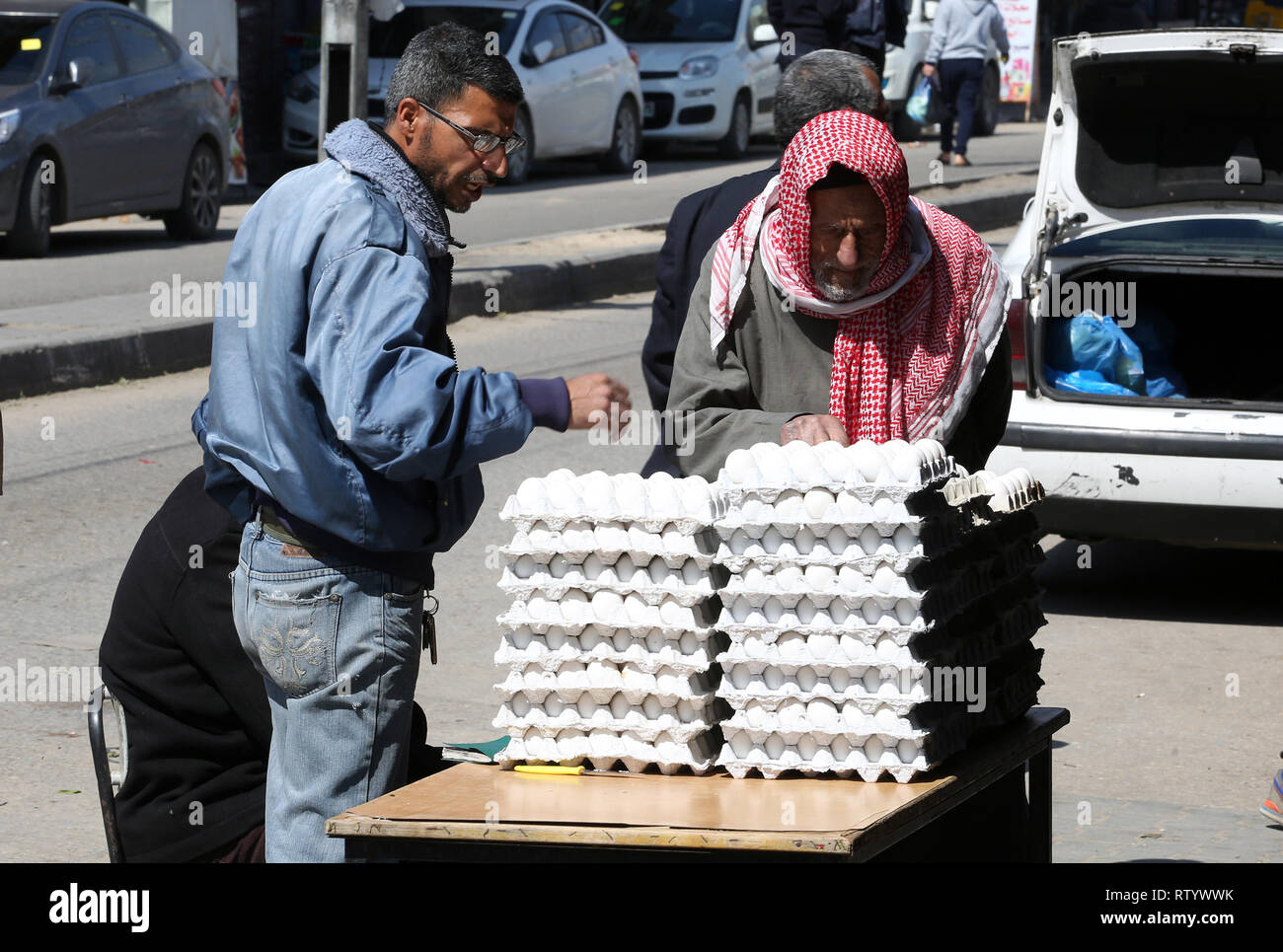 Gaza, Palestine. 03rd Mar, 2019. Civilians go to the local market to buy food and products for their daily needs in Rafah, This is despite the poor economic conditions due to the Israeli siege on the Gaza Strip, on March 3, 2019. Abed Rahim Khatib / awakening / Alamy Live News Credit: Awakening/Alamy Live News Stock Photo