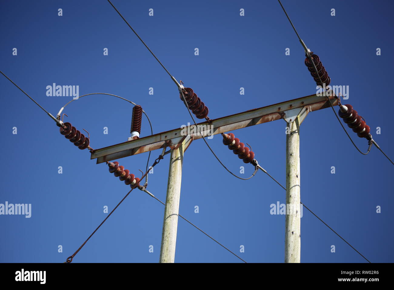 overhead power line Stock Photo Alamy