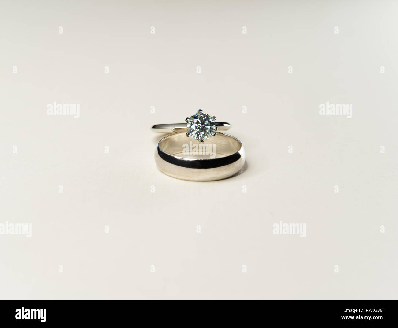 rings on the white surface Stock Photo