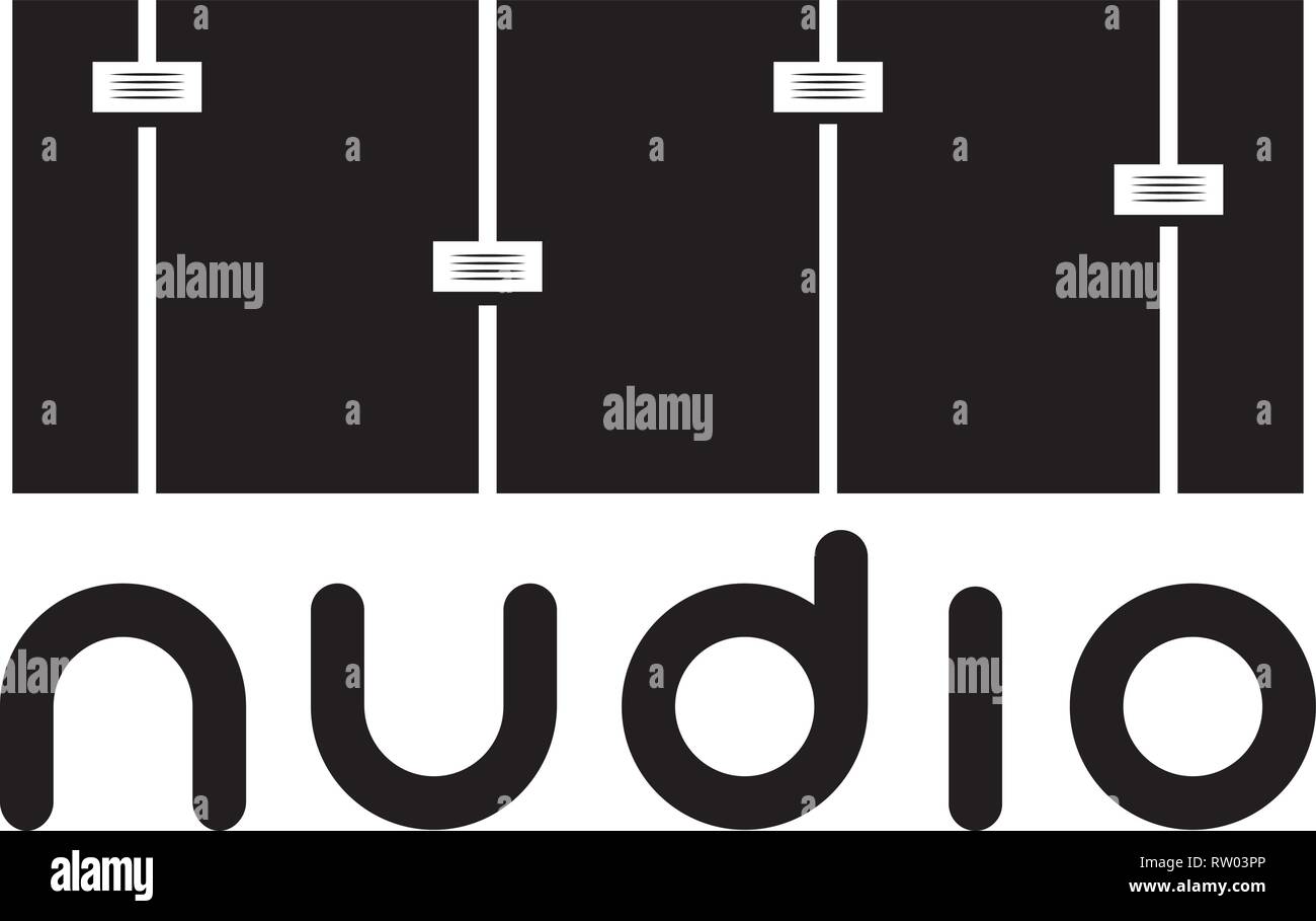 Sound music equalizer 4 black vector logo design Stock Vector Image