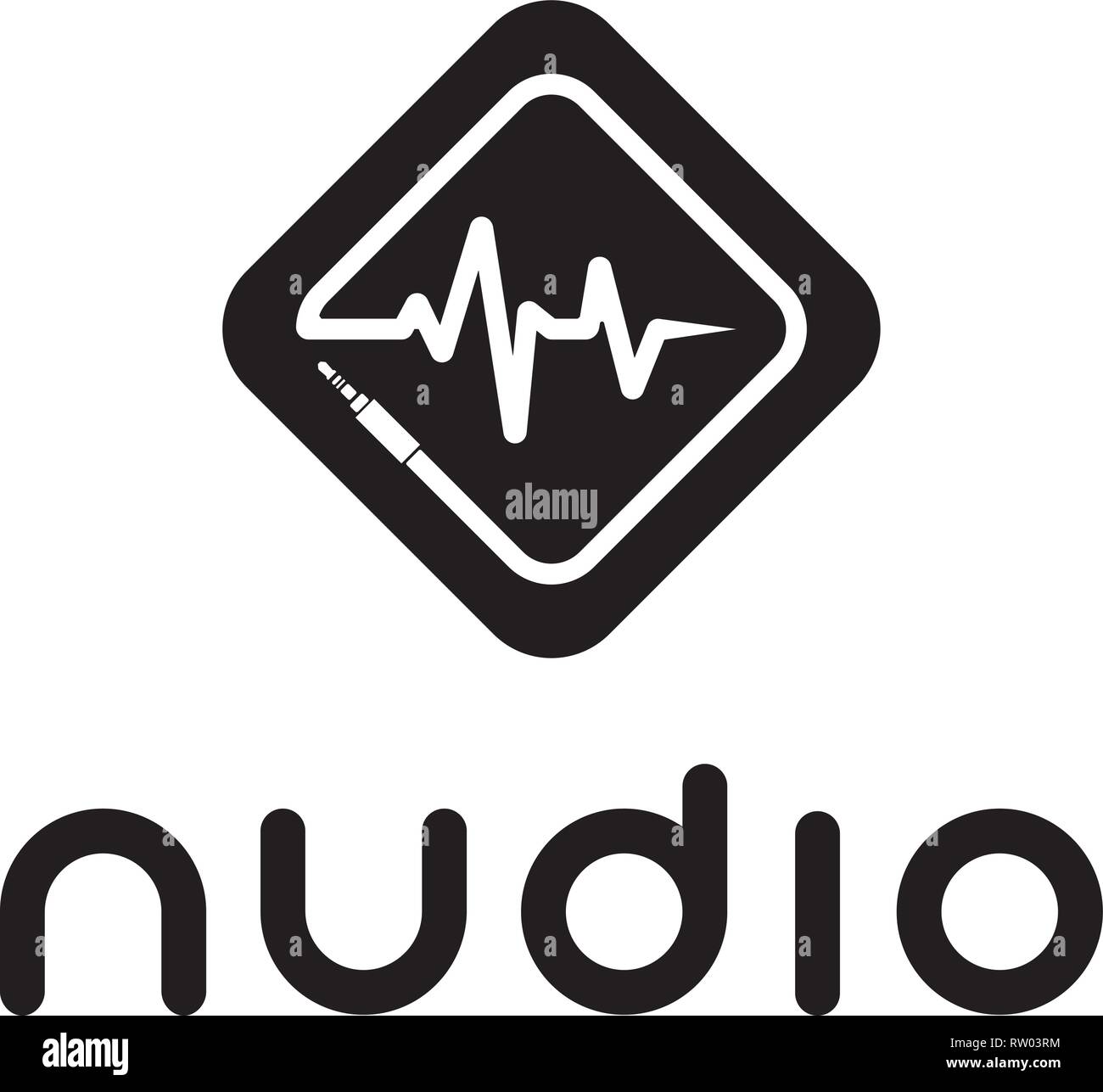 Sound wave rhombus music 12 black vector logo design Stock Vector