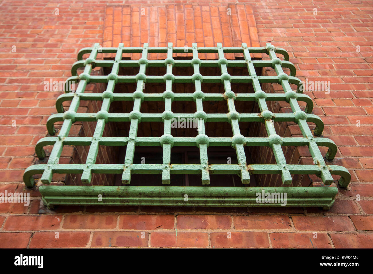 grille on window in Eagle warehouse and storage company building in brooklyn, NYC Stock Photo