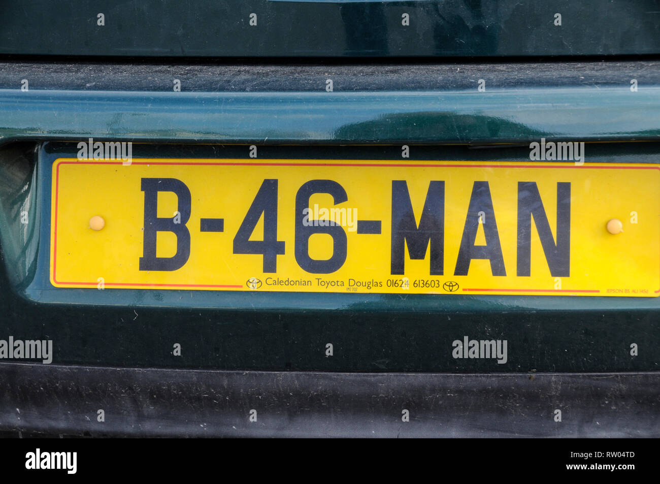 A car registration plate on the Isle of Man Stock Photo