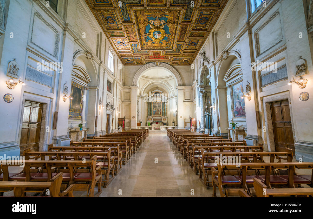 Indoor view in the Basilica of San Sebastiano Fuori Le Mura, in Rome, Italy. Stock Photo