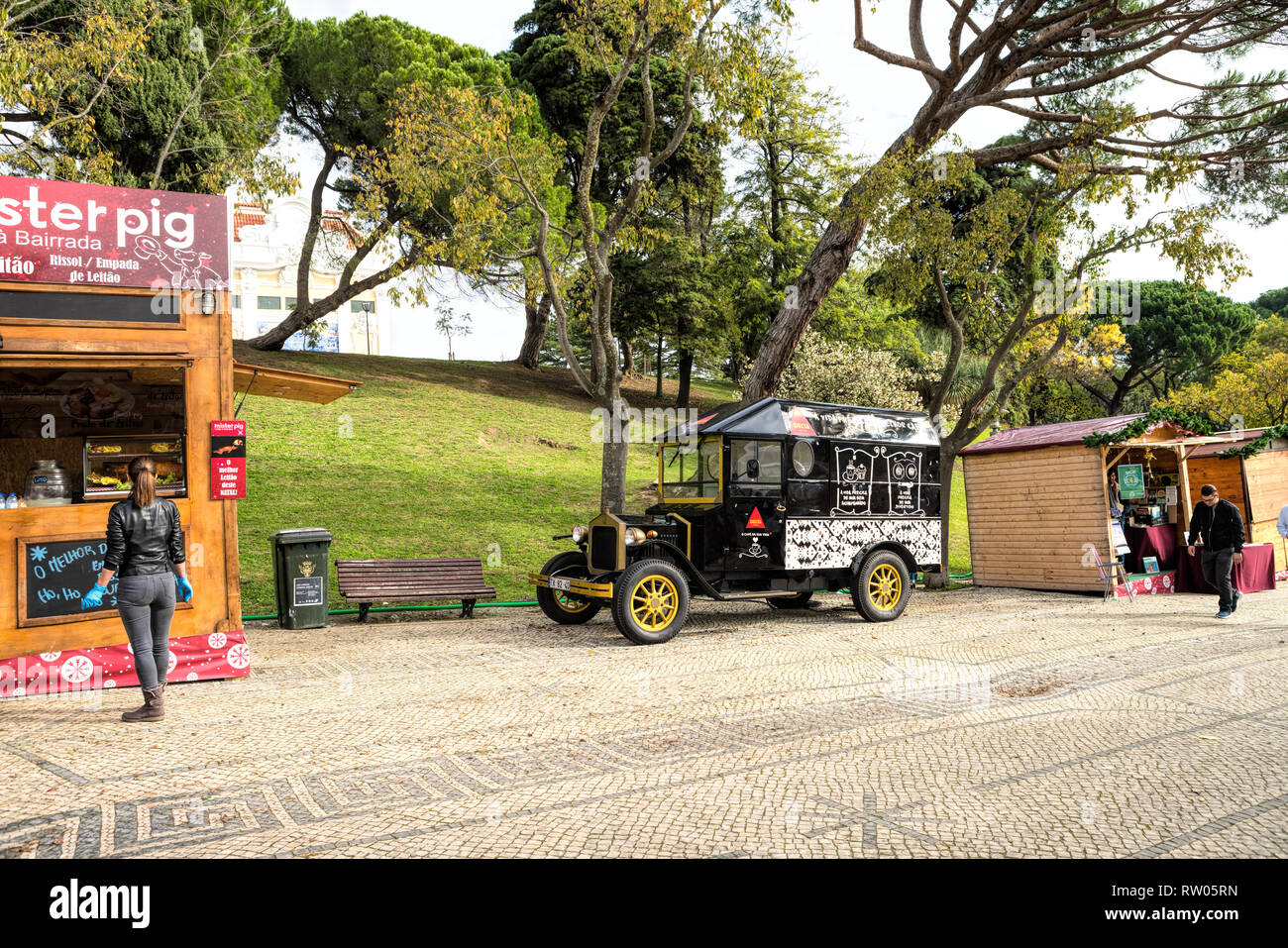 Vintage car . Wonderland Lisbon Christmas Market , Fair Stock Photo Alamy