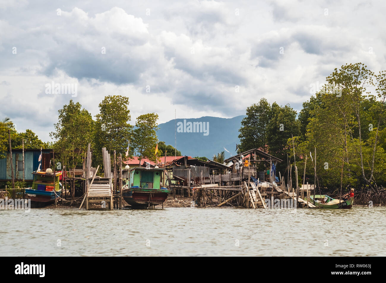 BORNEO / SARAWAK / MALAYSIA / JUNE 2014: Adventure along the river in the area of Kuching Stock Photo