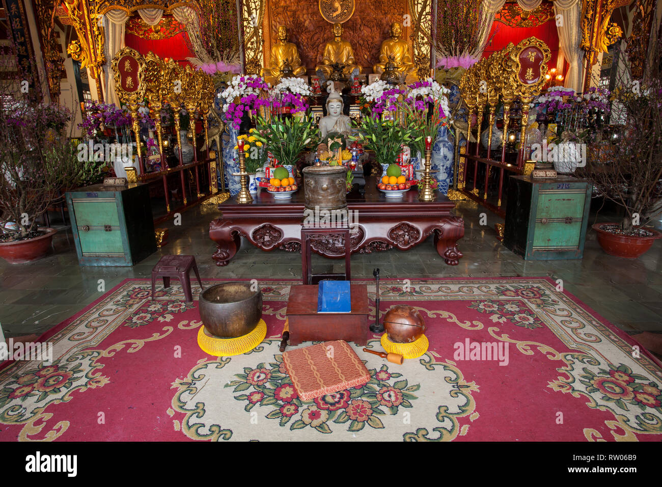 Buddhist Statue With Altar In The Chua Vinh Pagoda Ho Chi Minh City