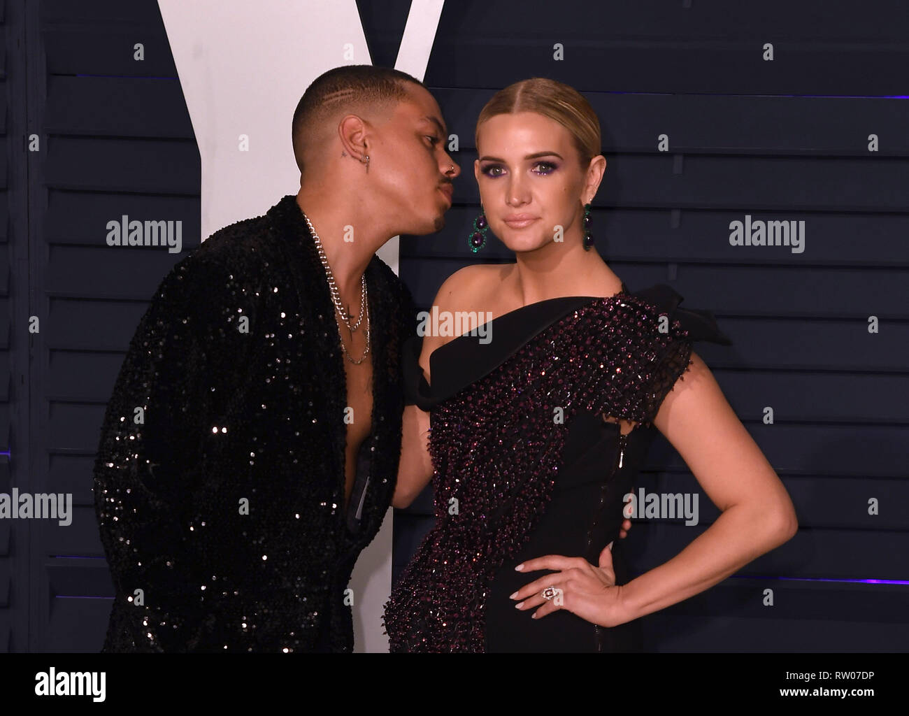 BEVERLY HILLS, CALIFORNIA - FEBRUARY 24: Evan Ross, Ashlee Simpson