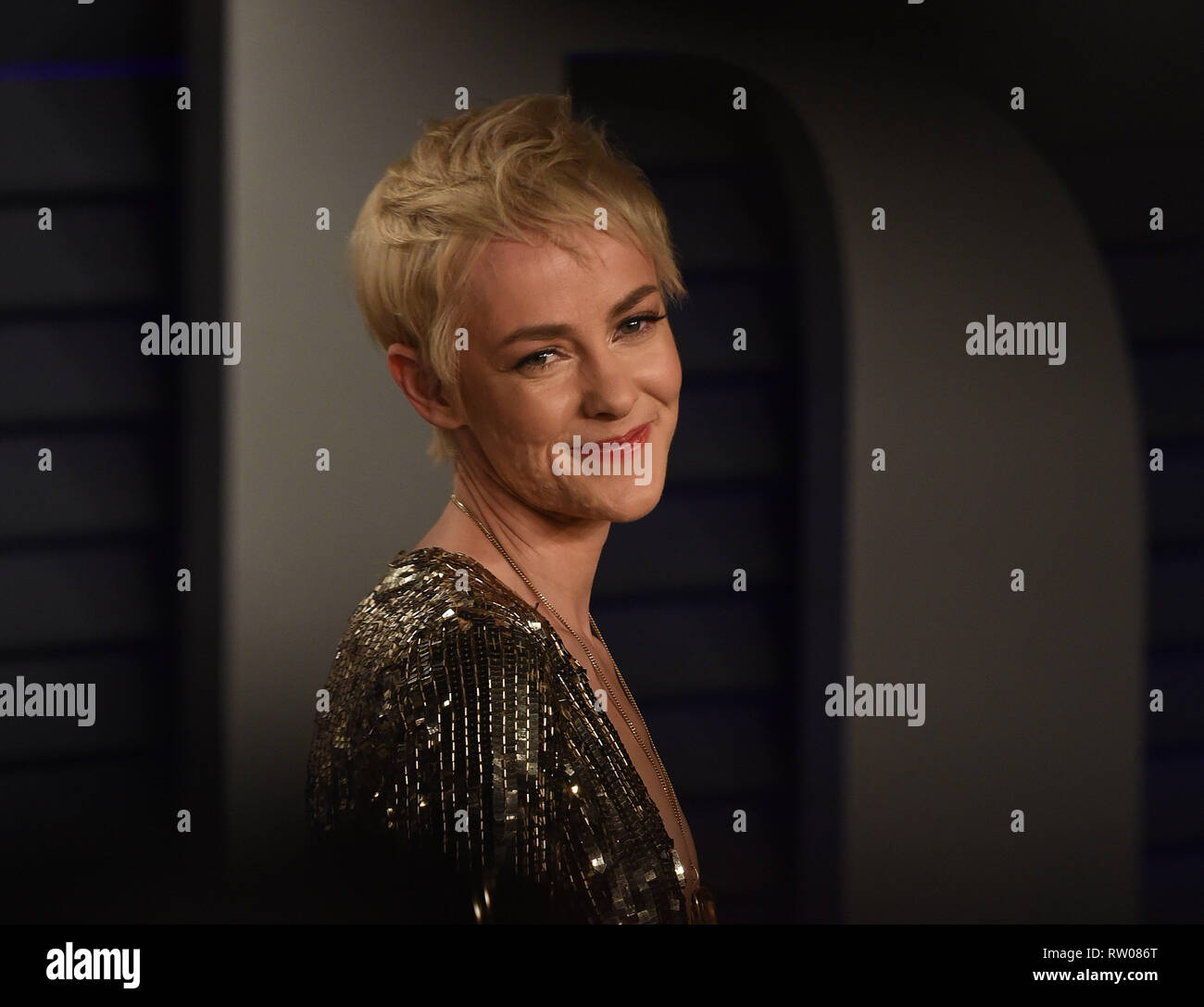 BEVERLY HILLS, CALIFORNIA - FEBRUARY 24: Jena Malone attends 2019 Vanity Fair Oscar Party at Wallis Annenberg Center for the Performing Arts on Februa Stock Photo