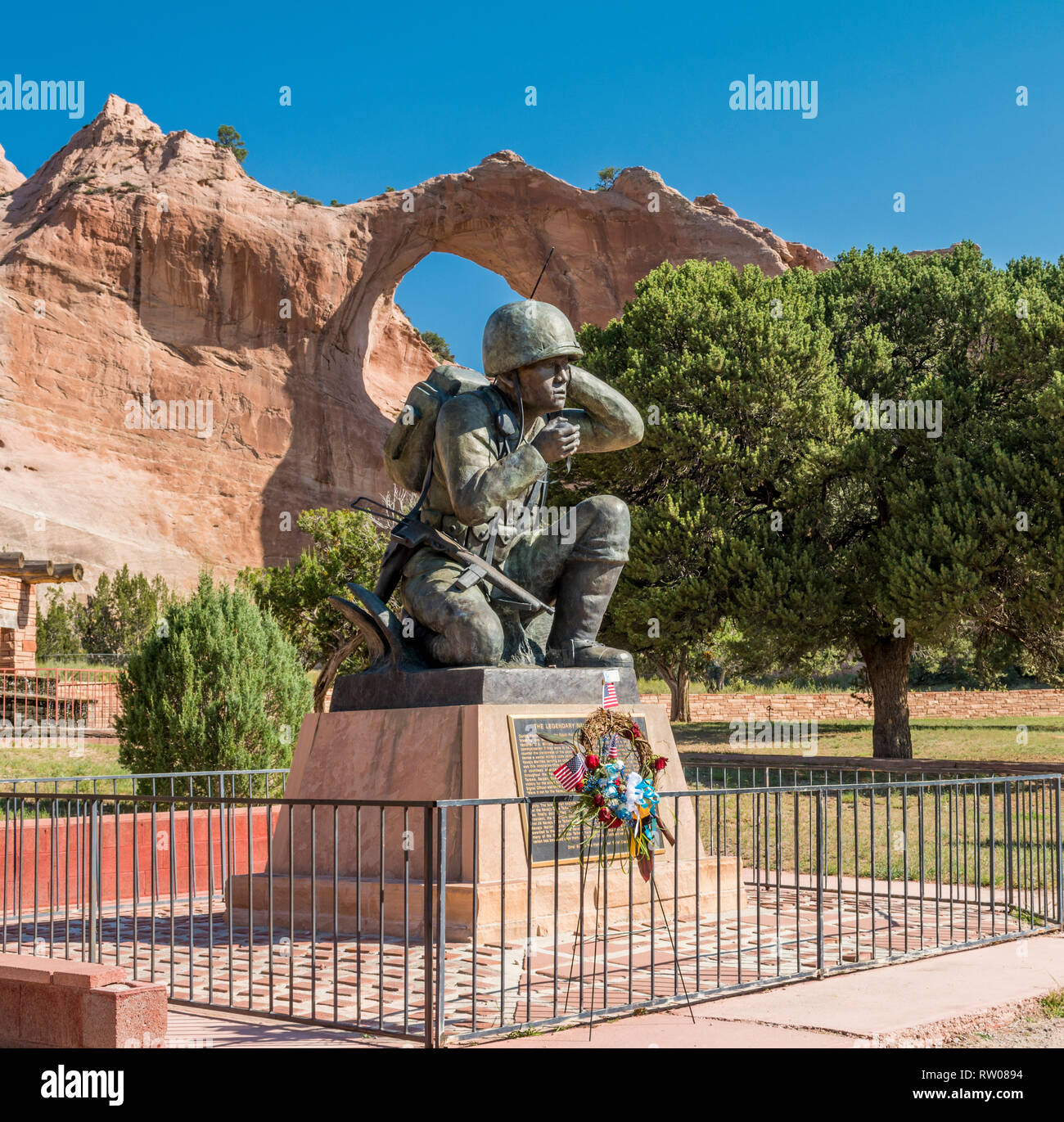 Navajo Code Talkers Memorial, Window Rock, Arizona. Stock Photo