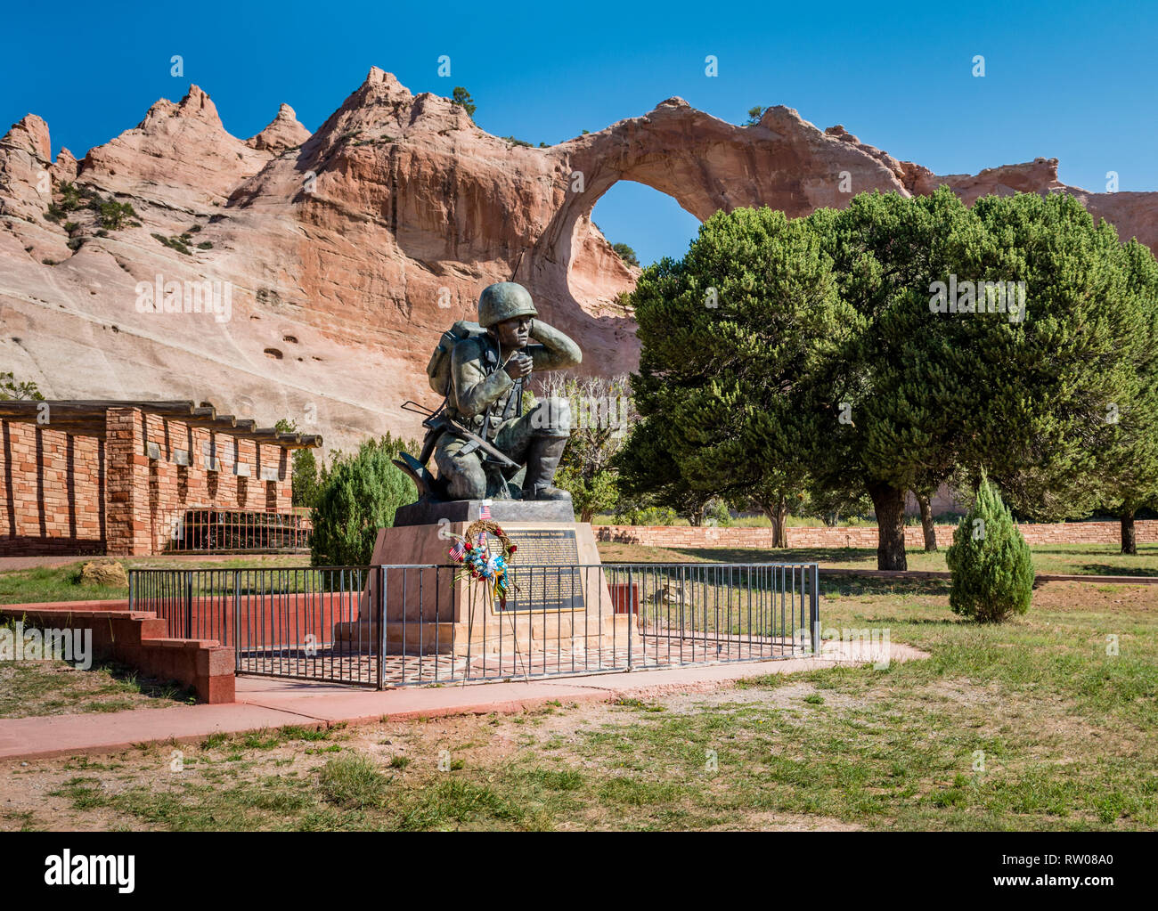 Navajo Code Talkers Memorial, Window Rock, Arizona. Stock Photo