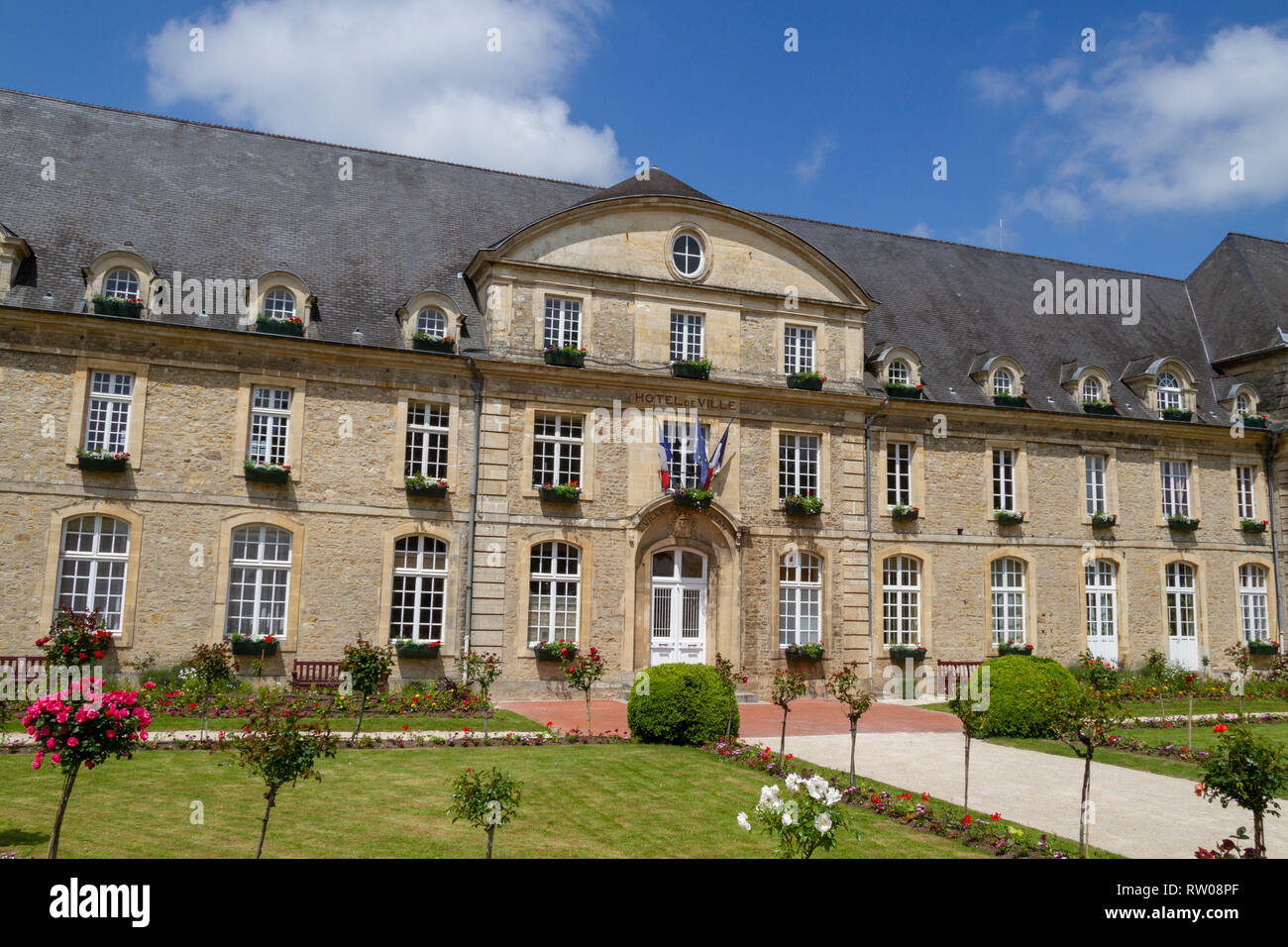 The Hotel De Ville in Carentan, Normandy, France. Stock Photo