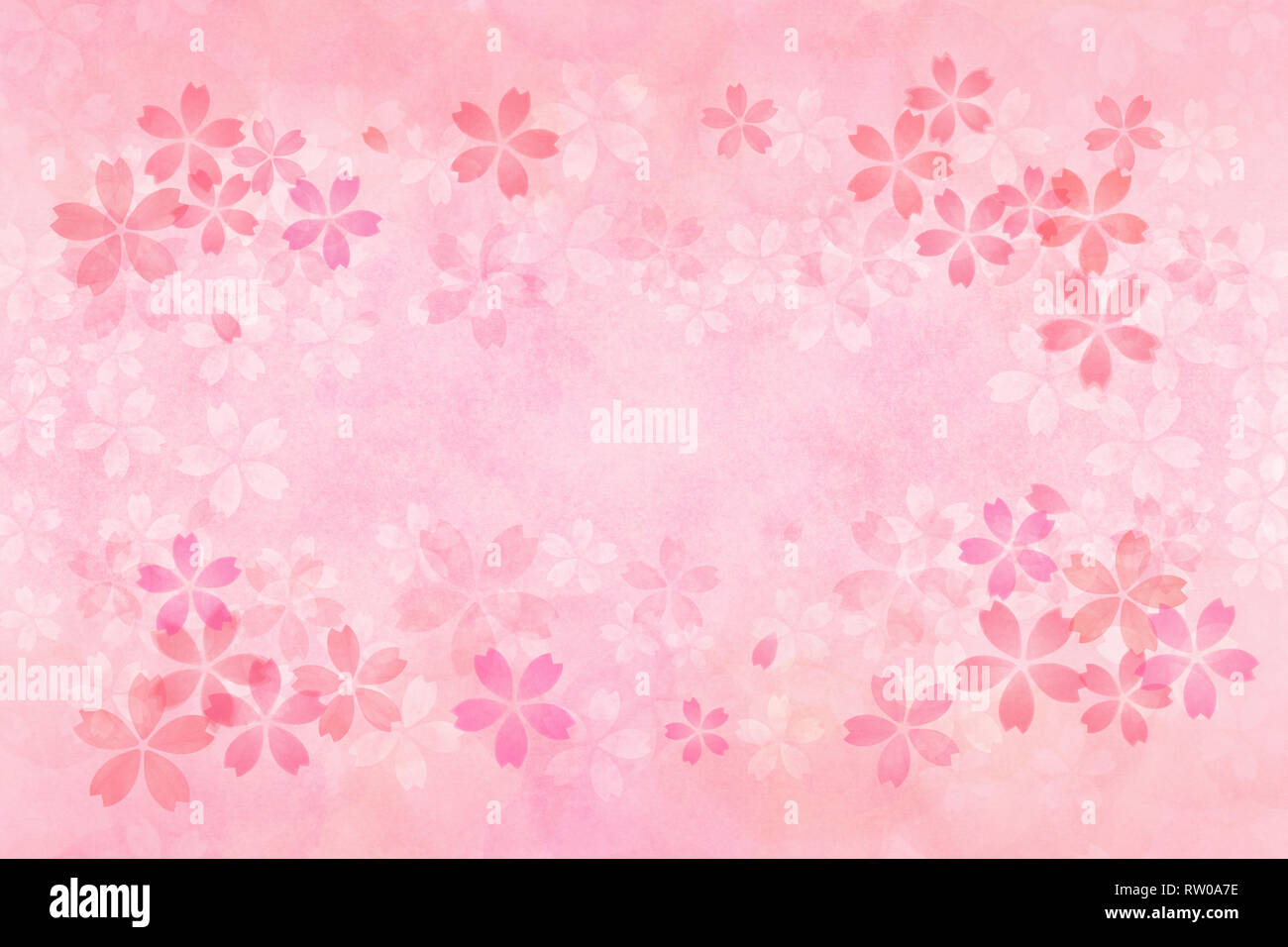 Japanese Pink Cherry Blossom Watercolor Abstract Or Vintage Paint
