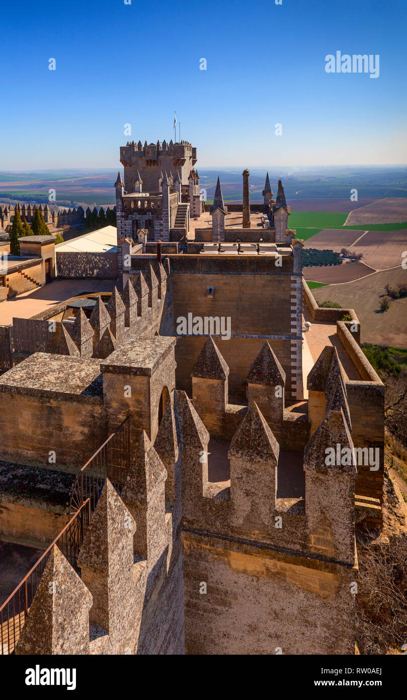 Battlements of the Castillo de Almodóvar del Río in the Province of Córdoba, Spain. Game of Thrones location. Stock Photo