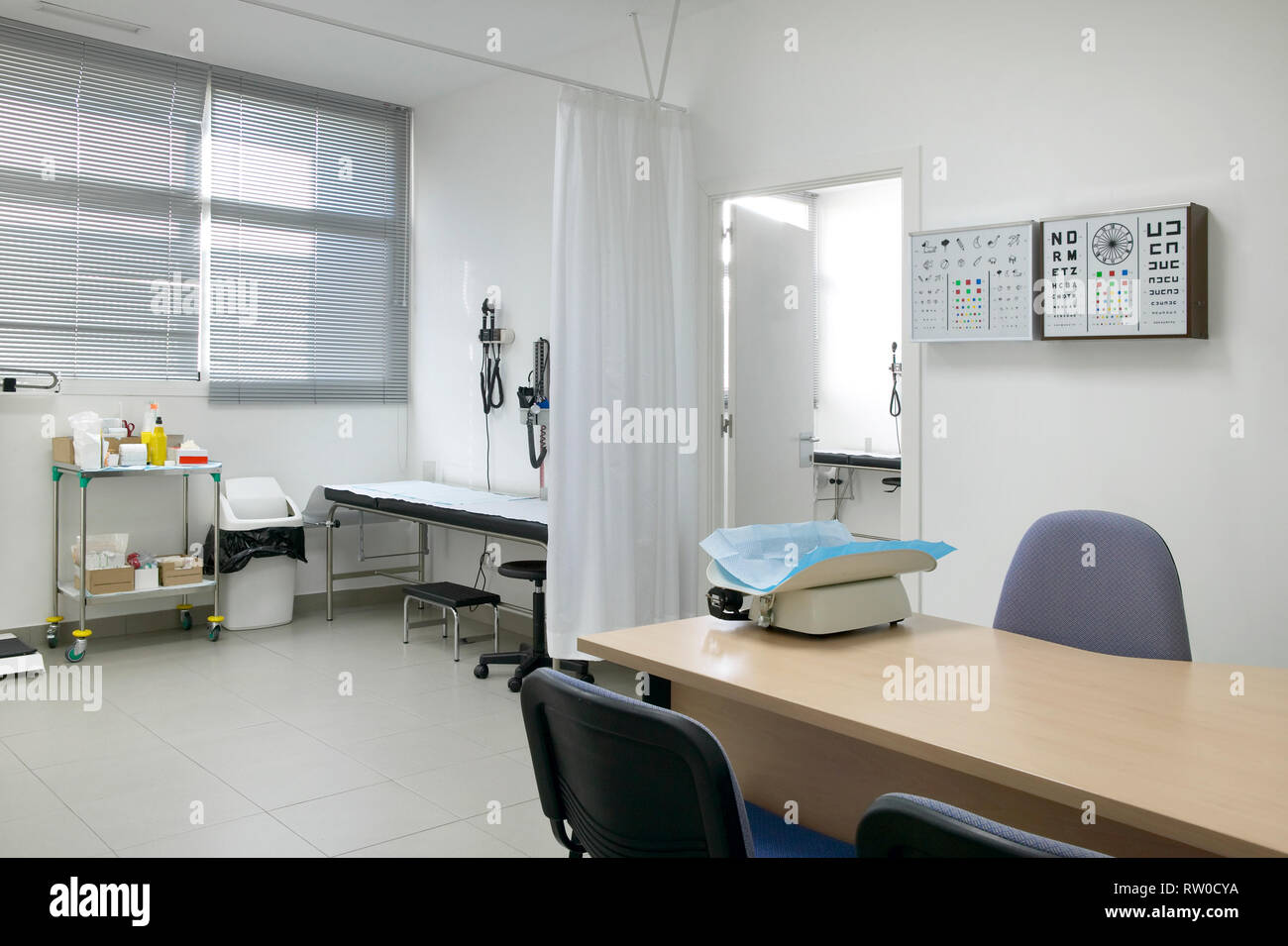 Hospital doctor consulting room. Healthcare equipment. Medical