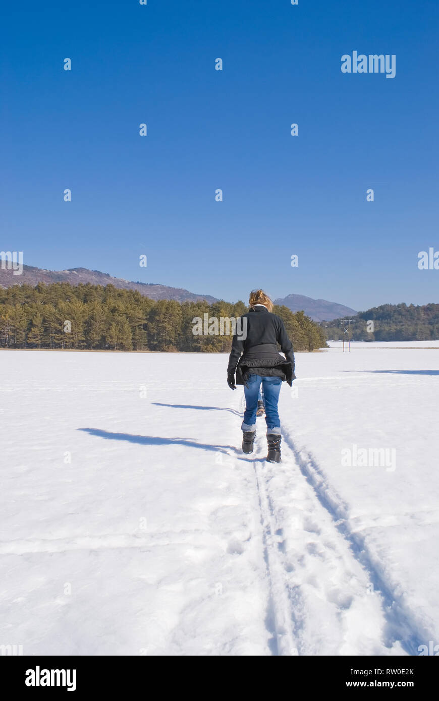 Trekking in the south of Alps during winter (French Riviera) Stock Photo