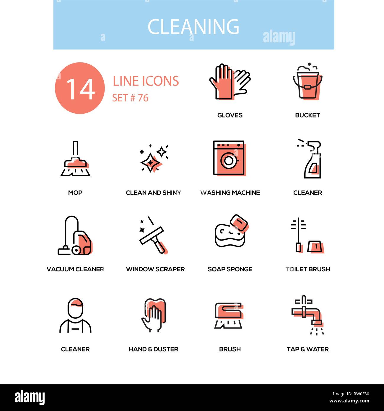 Cleaning service - line design style icons set Stock Vector Image & Art ...