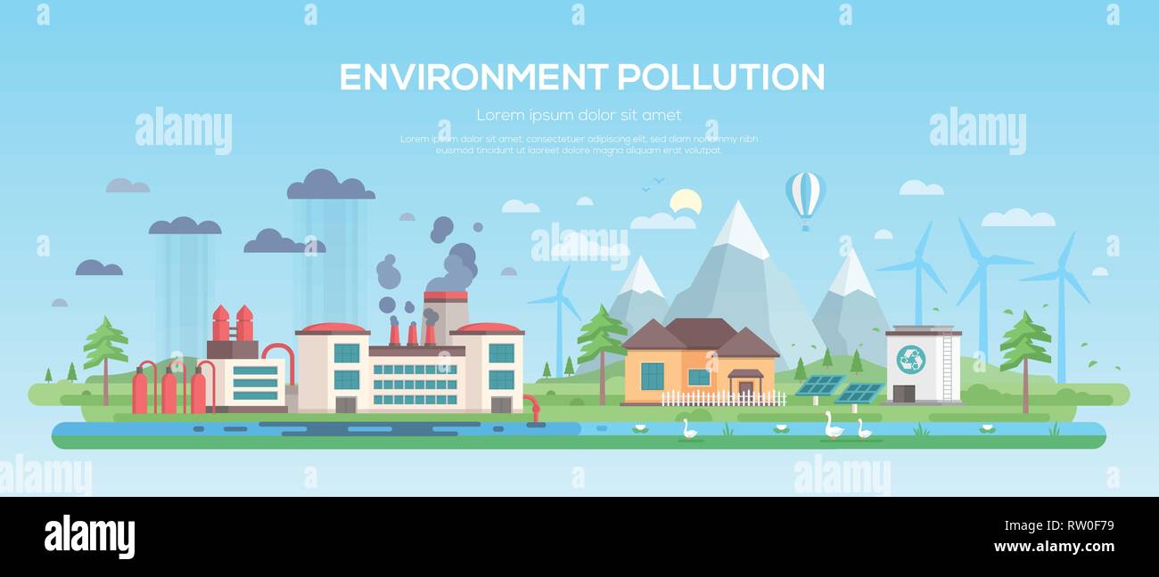 Environment pollution - modern flat design style vector illustration Stock Vector