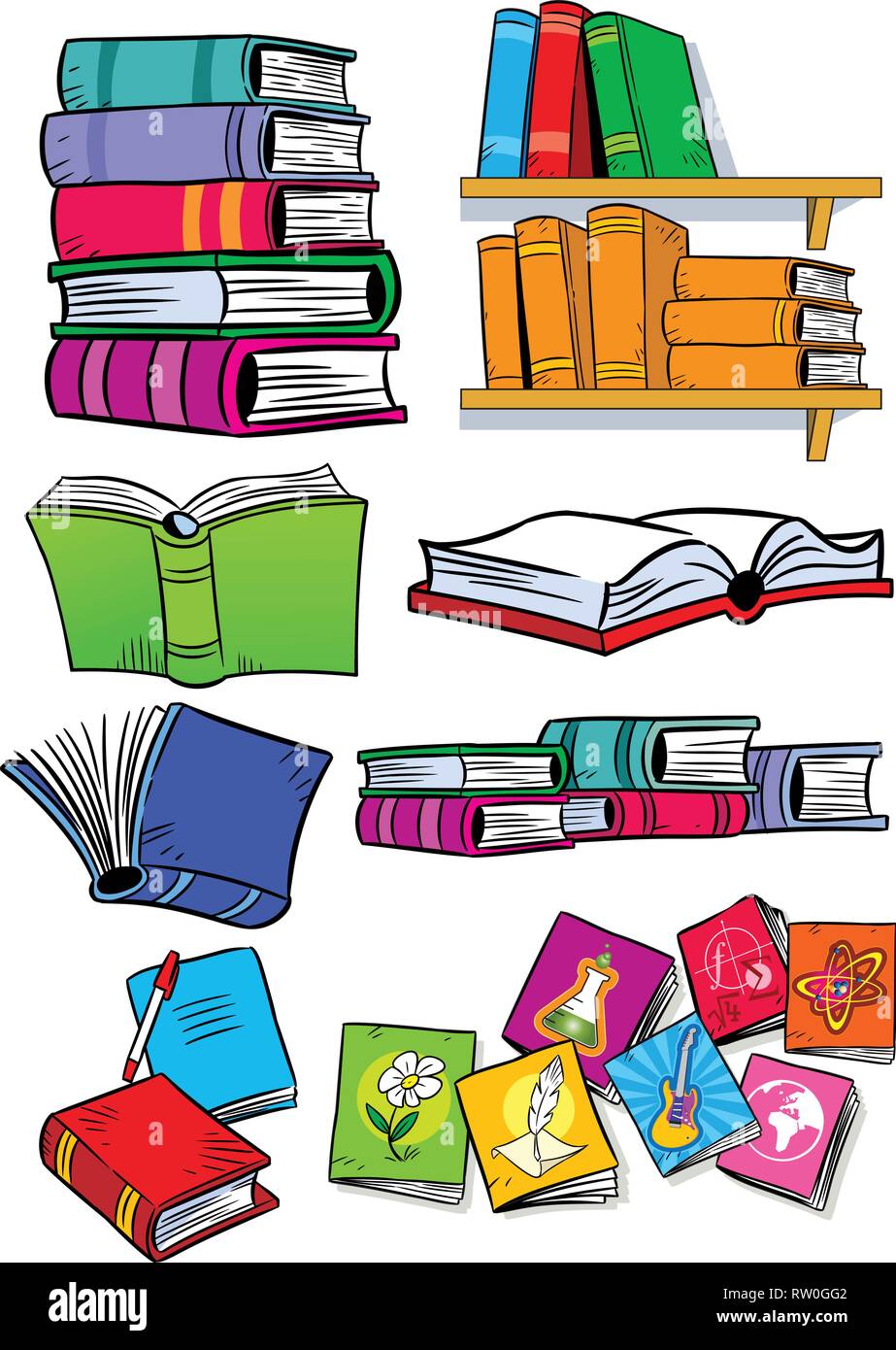 on vector illustration shows some types of books objects types of books