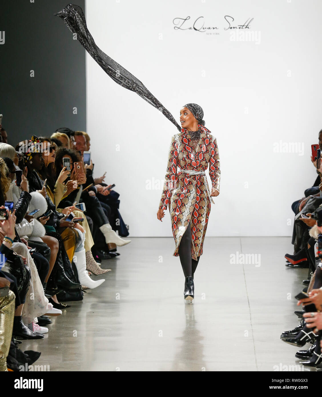 New York, NY - February 10, 2019: Halima Aden walks runway for LaQuan ...