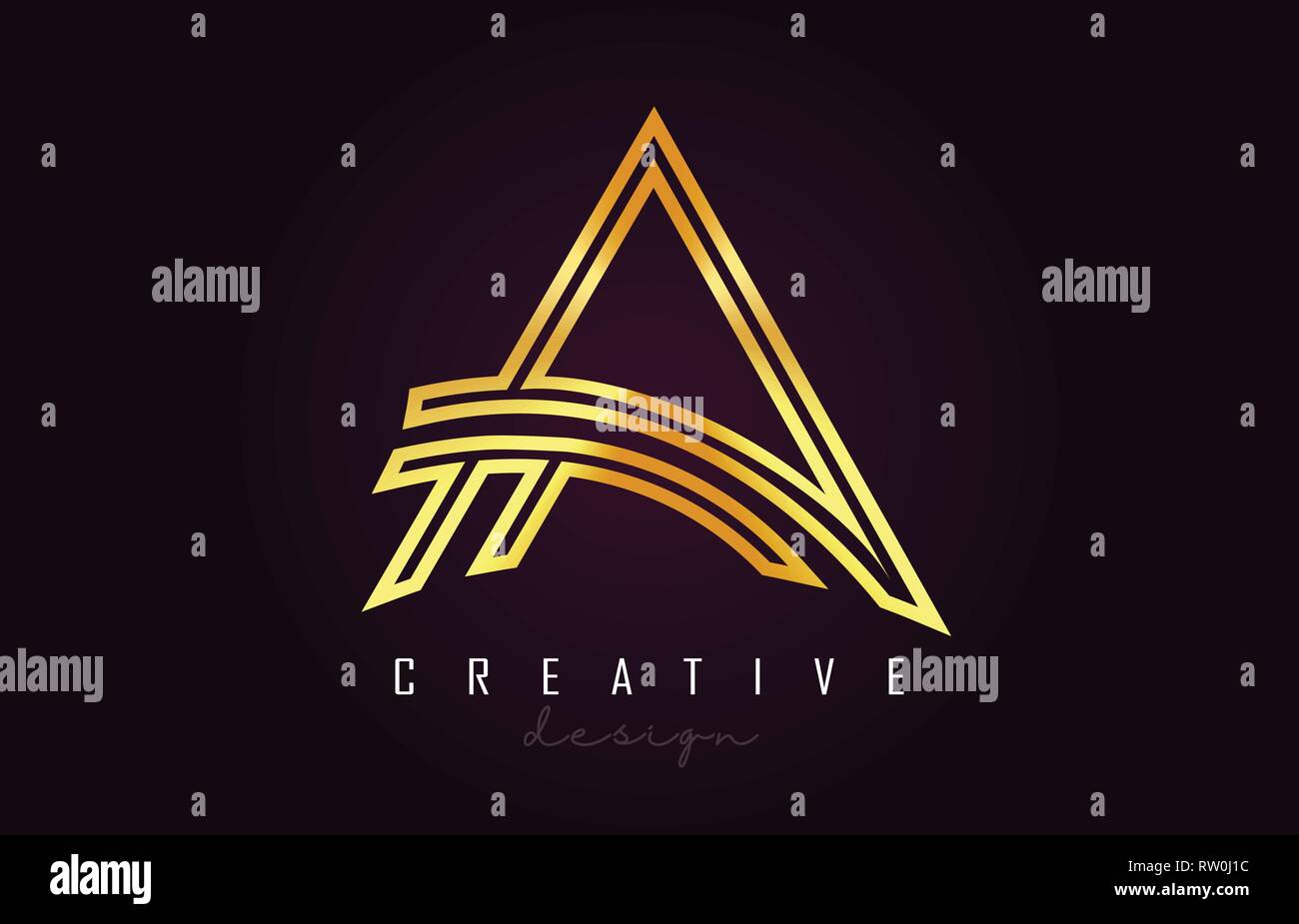 A Golden Letter Logo Monogram Vector Design. Creative A Gold Metal ...