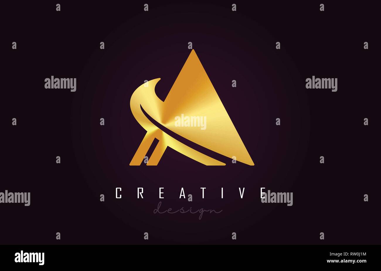 A Golden Letter Logo Monogram Vector Design. Creative A Gold Metal ...