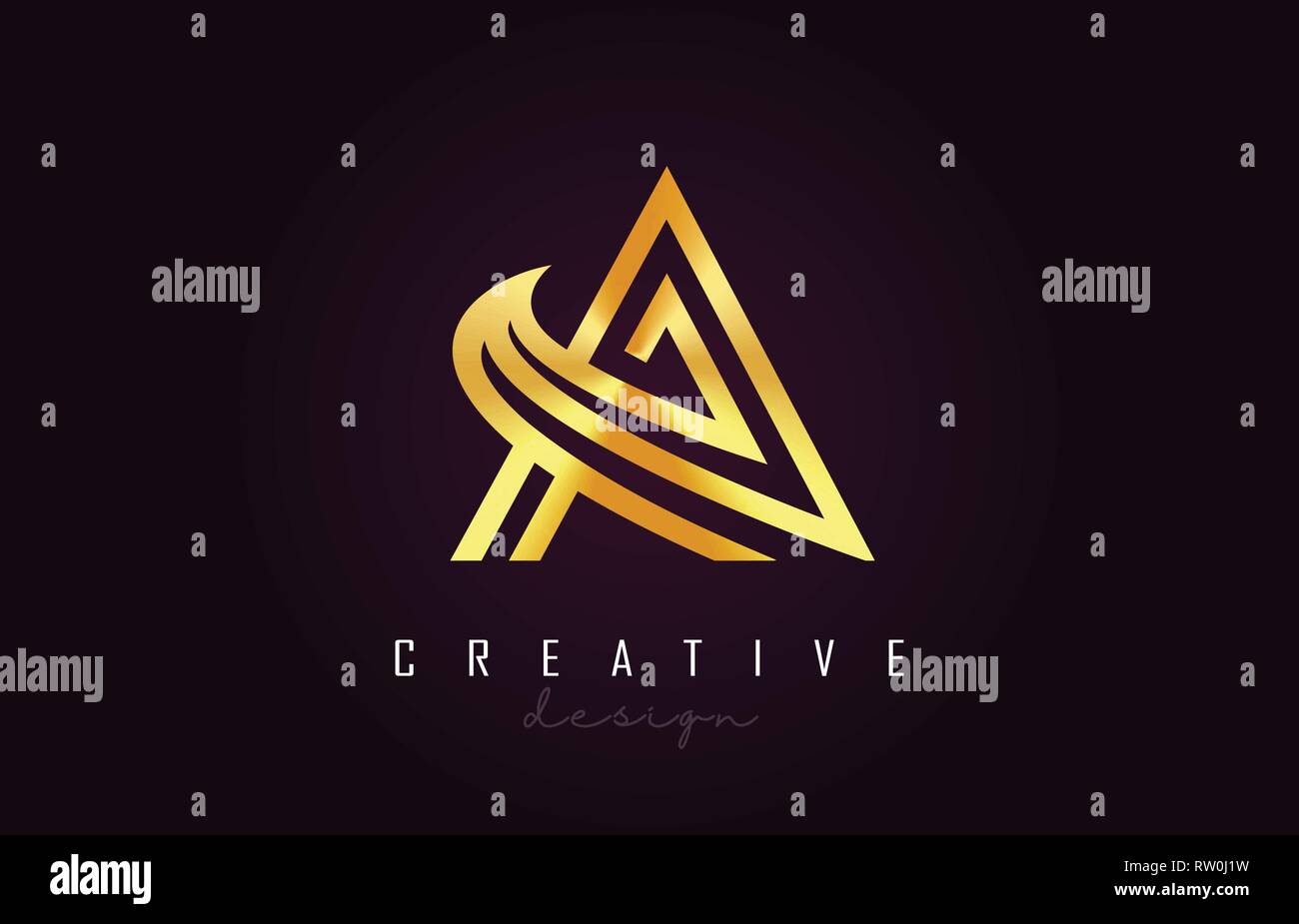 A Golden Letter Logo Monogram Vector Design. Creative A Gold Metal ...